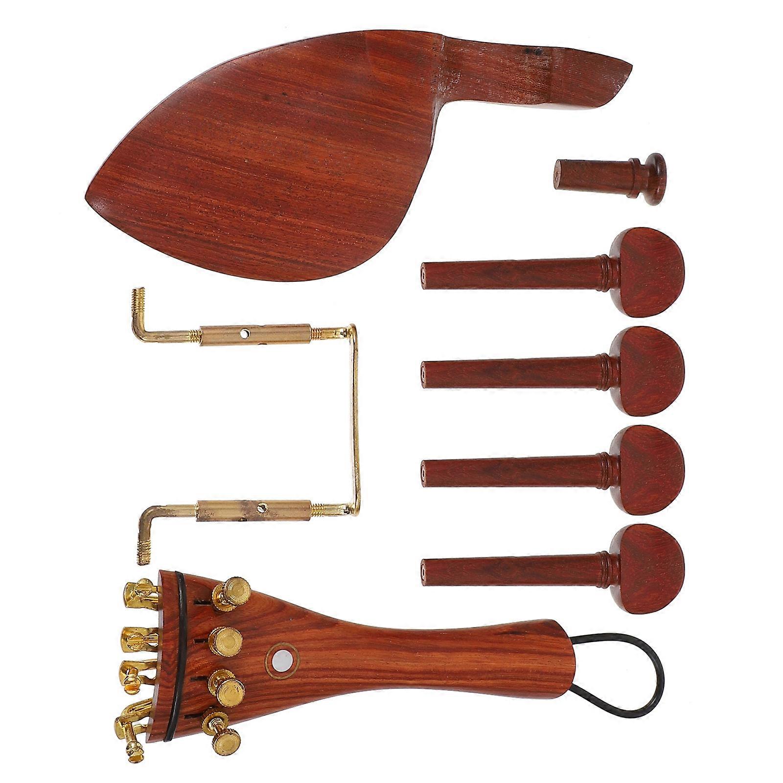Wooden Violin Replacement Parts with Durable Metal Accessories for Violin Brown Color 1 Set