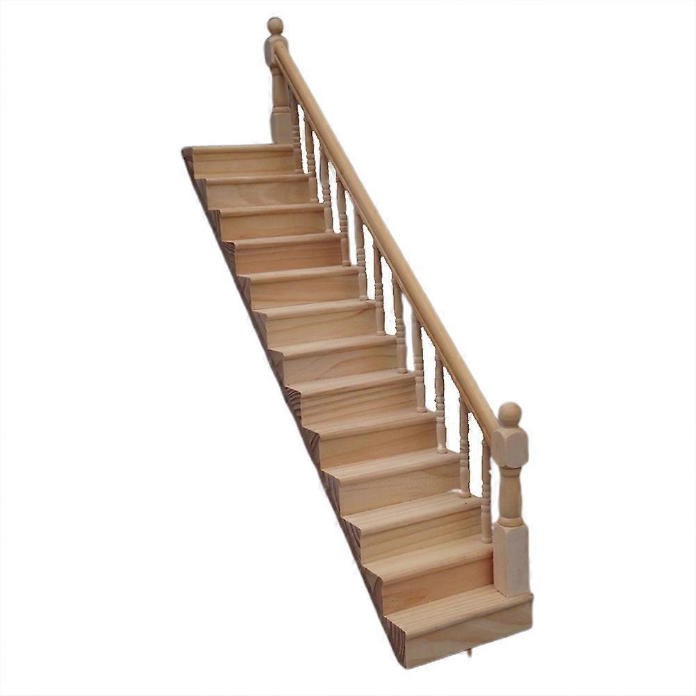 Miniature Dollhouse Furniture Mini House Wooden Right Stairs Desktop Table Home Display in Mini House Living Room Bamboo 1Pack