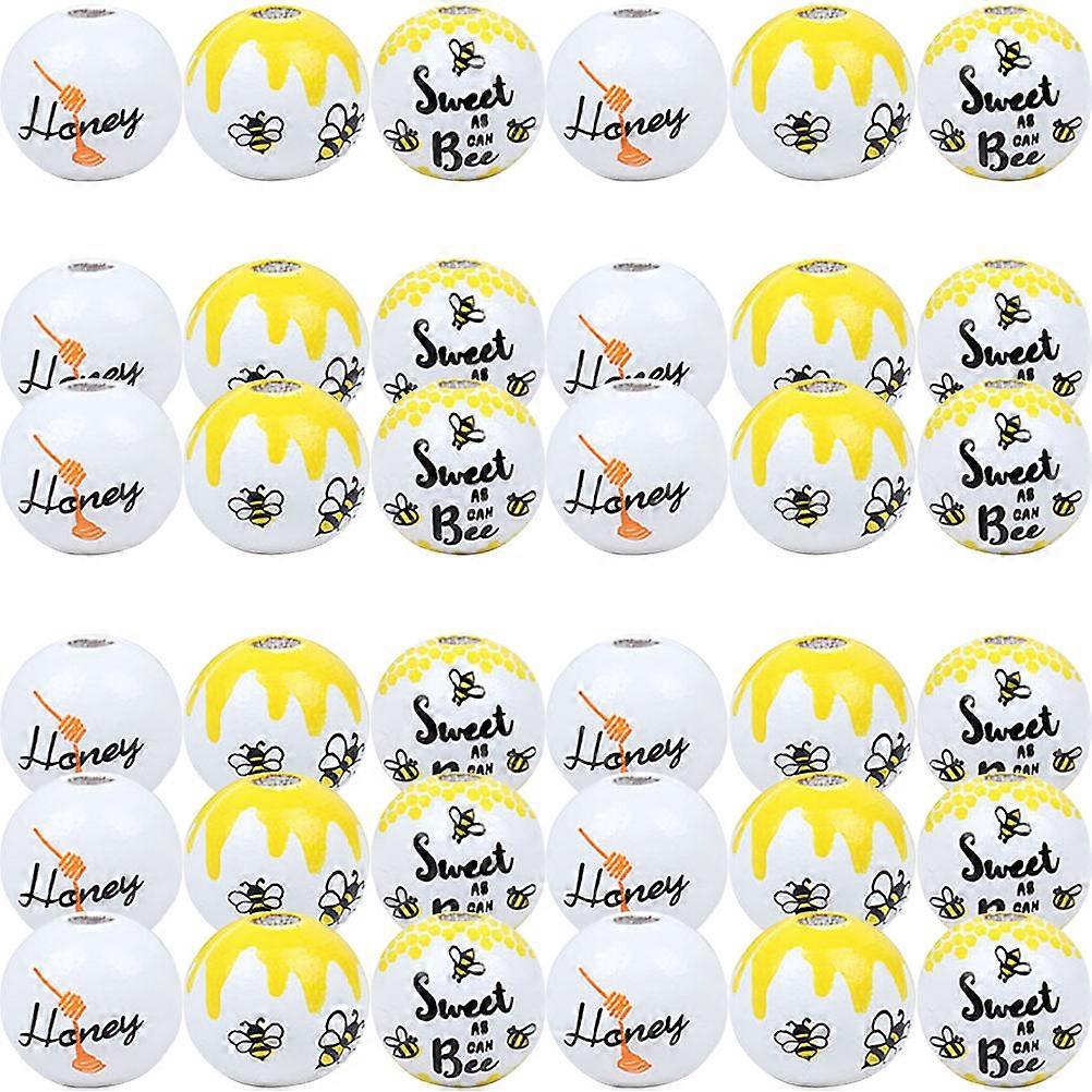 Bees Crafting Wooden Beads 60Pcs For DIY Projects And Jewelry Making In Multi Colors Suitable For Home Decoration