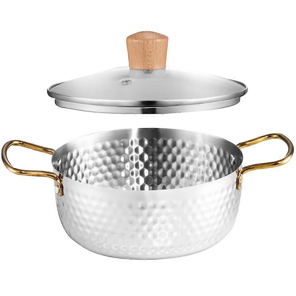 Stainless Steel Ramen Pot with Lid   Lightweight Instant Noodle Cooker for Household, Camping, and Kitchen Use   Easy Clean Soup and Seafood Pot with