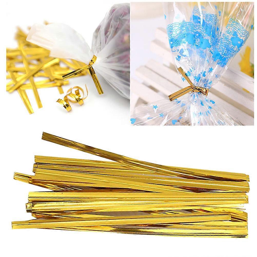 Golden Candy Bag Ties For Christmas Gift Wrapping 10cm Perfect For Treat Bags 800Pack
