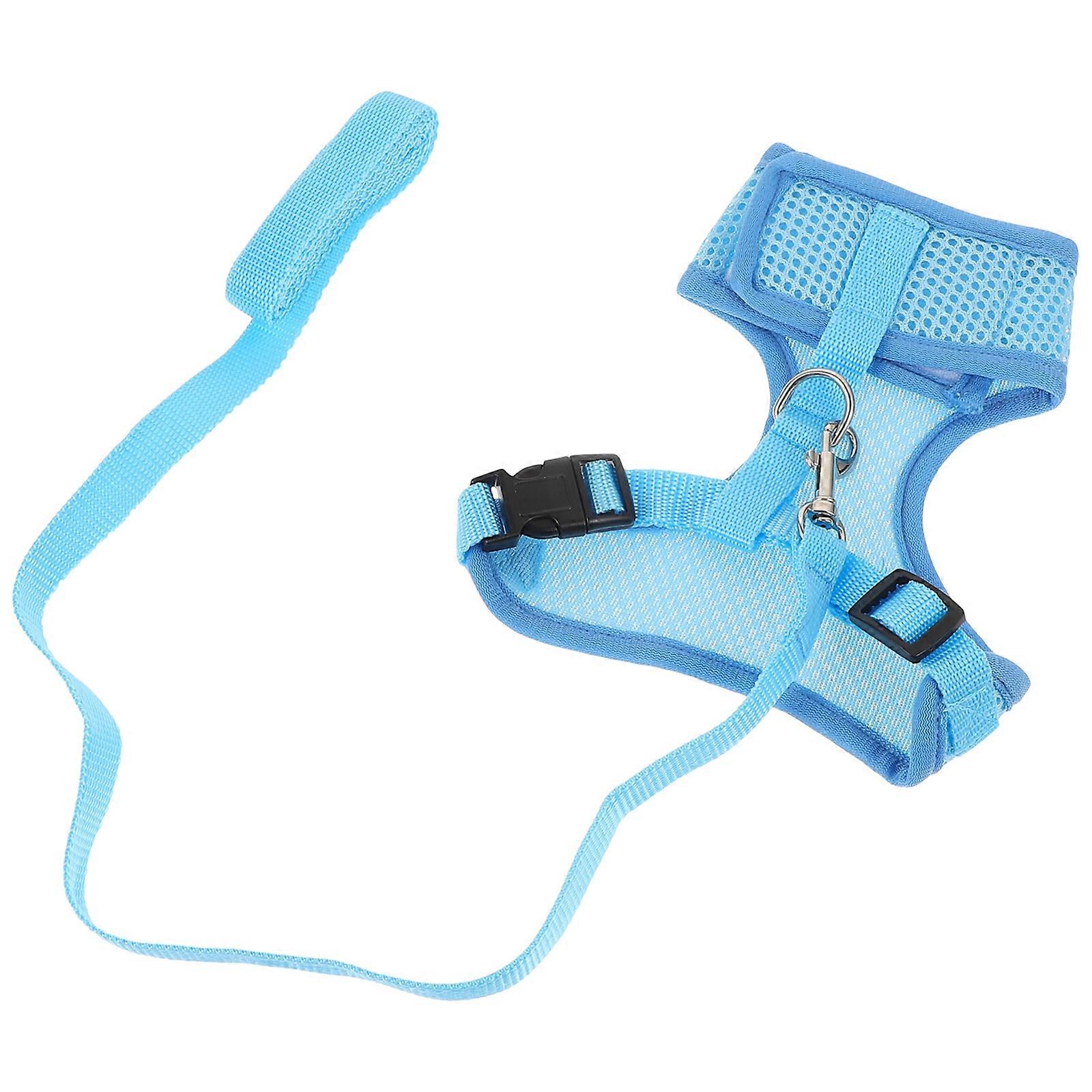 Pet Chicken Traction Rope Harness With Leash Ideal For Outdoor Walking Activities Sky-Blue Functional Control Distance 1 Set