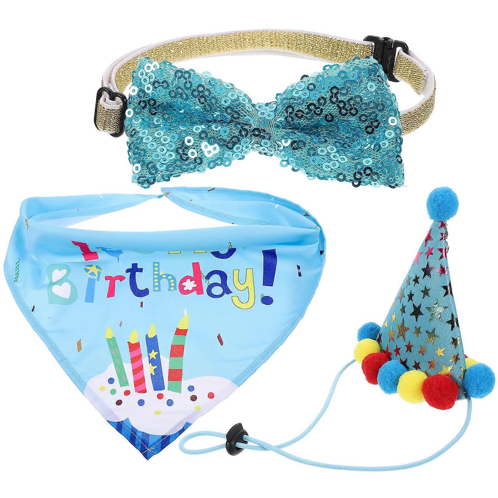 Durable Blue Hat and Scarf Set for Pet Decor with Quality TC Paper Plush and Latex 6 Pieces