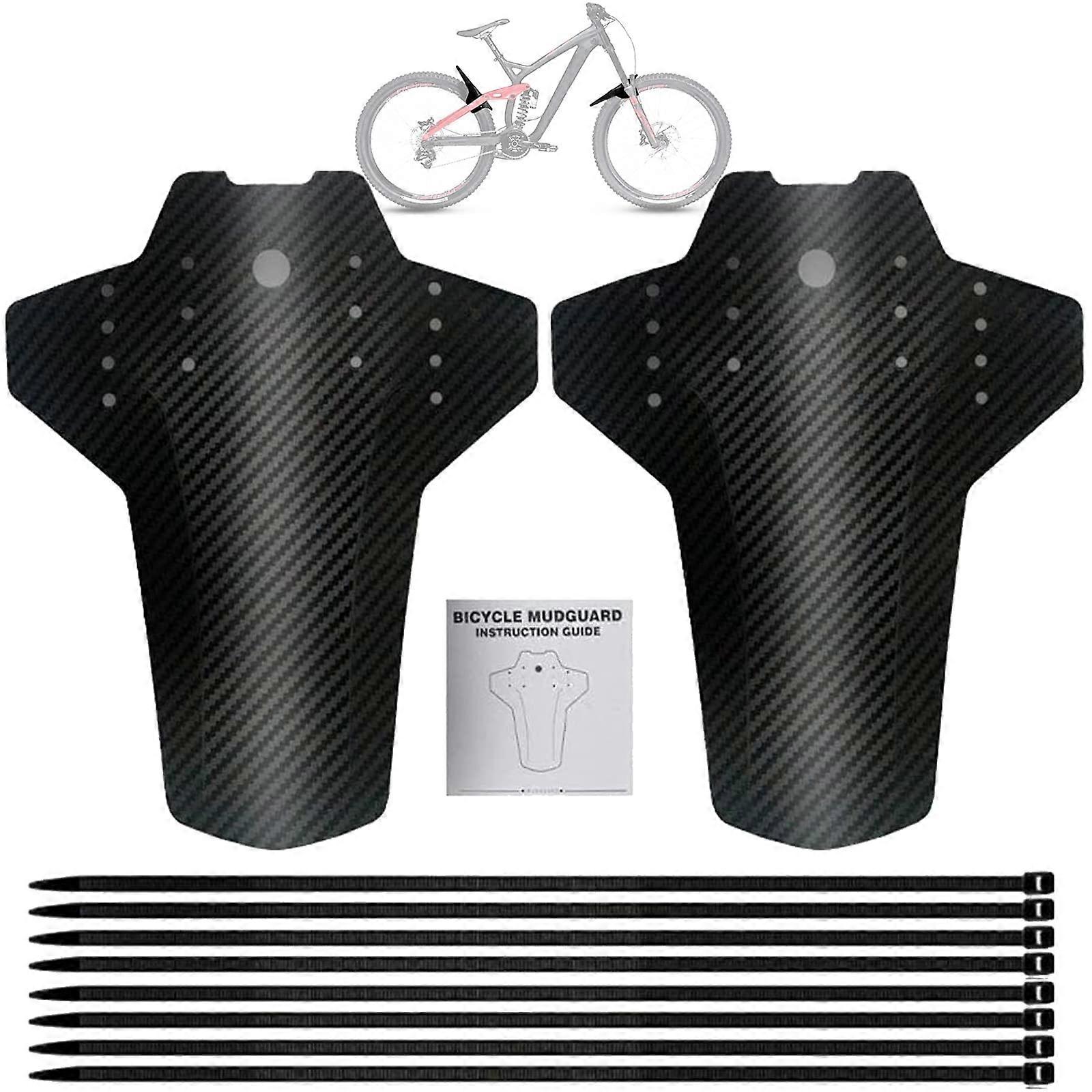 MTB Fender, Downhill Mudguards, 2 Pieces Front and Rear Compatible Mudguard, Bicycle Mud Guard Set with 8 Cable Ties, Suitable for Cyclists