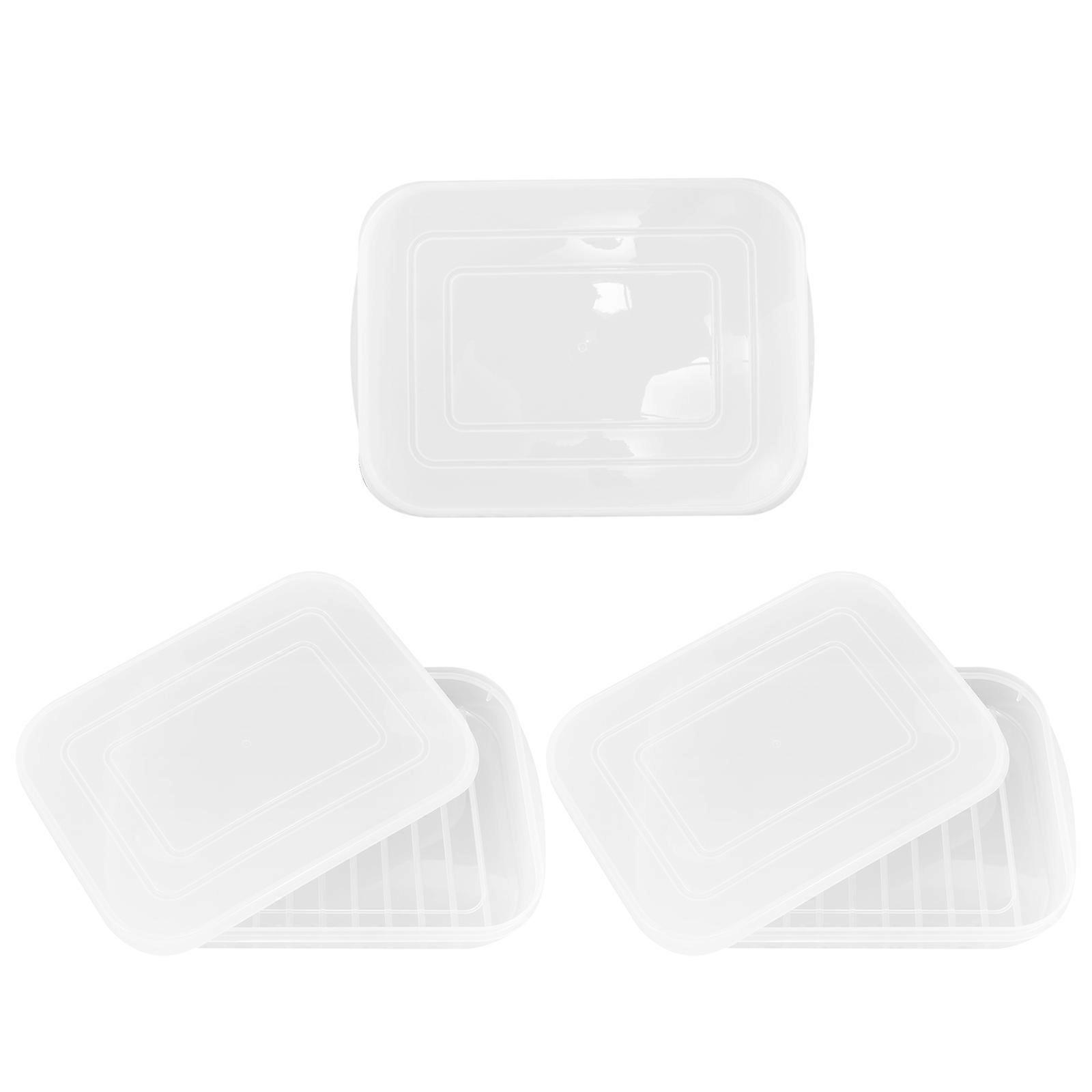 Airtight Transparent Bacon Keeper Food Storage Container for Fridge Practical and Portable 3pcs Set