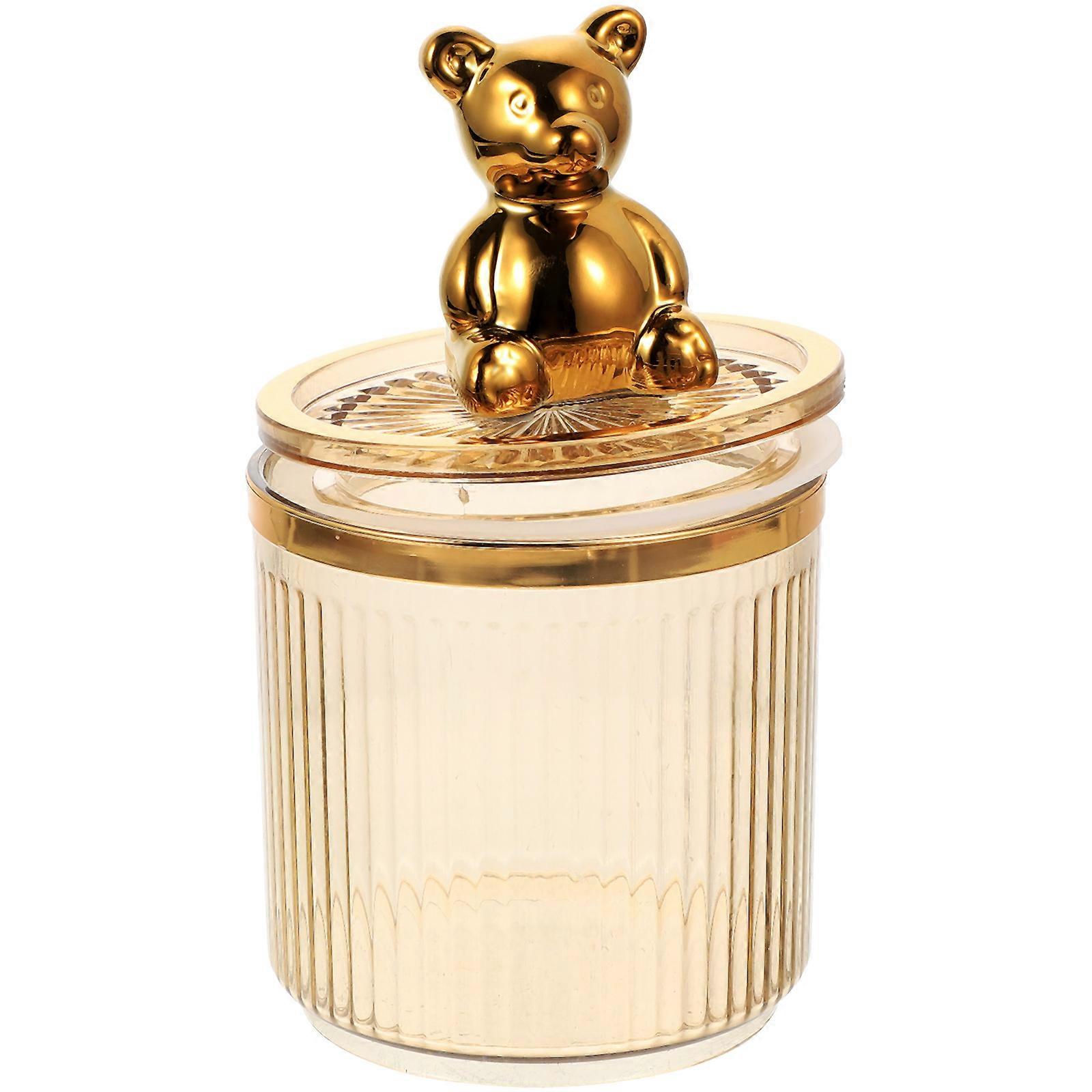 Light Brown Bear Handle Holder Hair Clips Storage Can for Storage