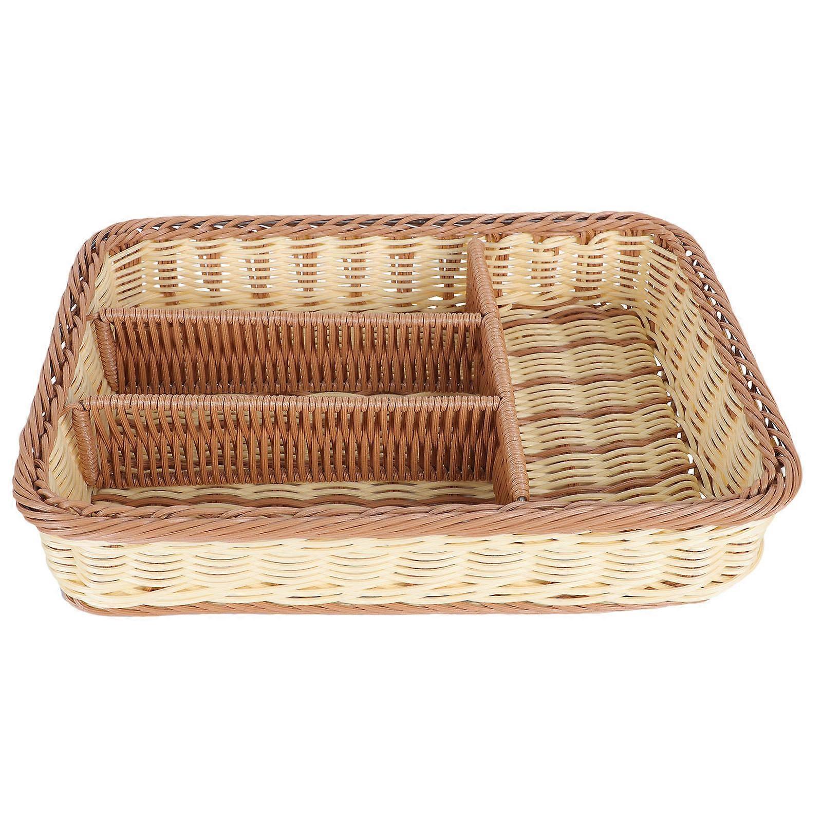 Simulated Rattan Basket for Kitchen Cutlery Organizer with PP Material Assorted Color for