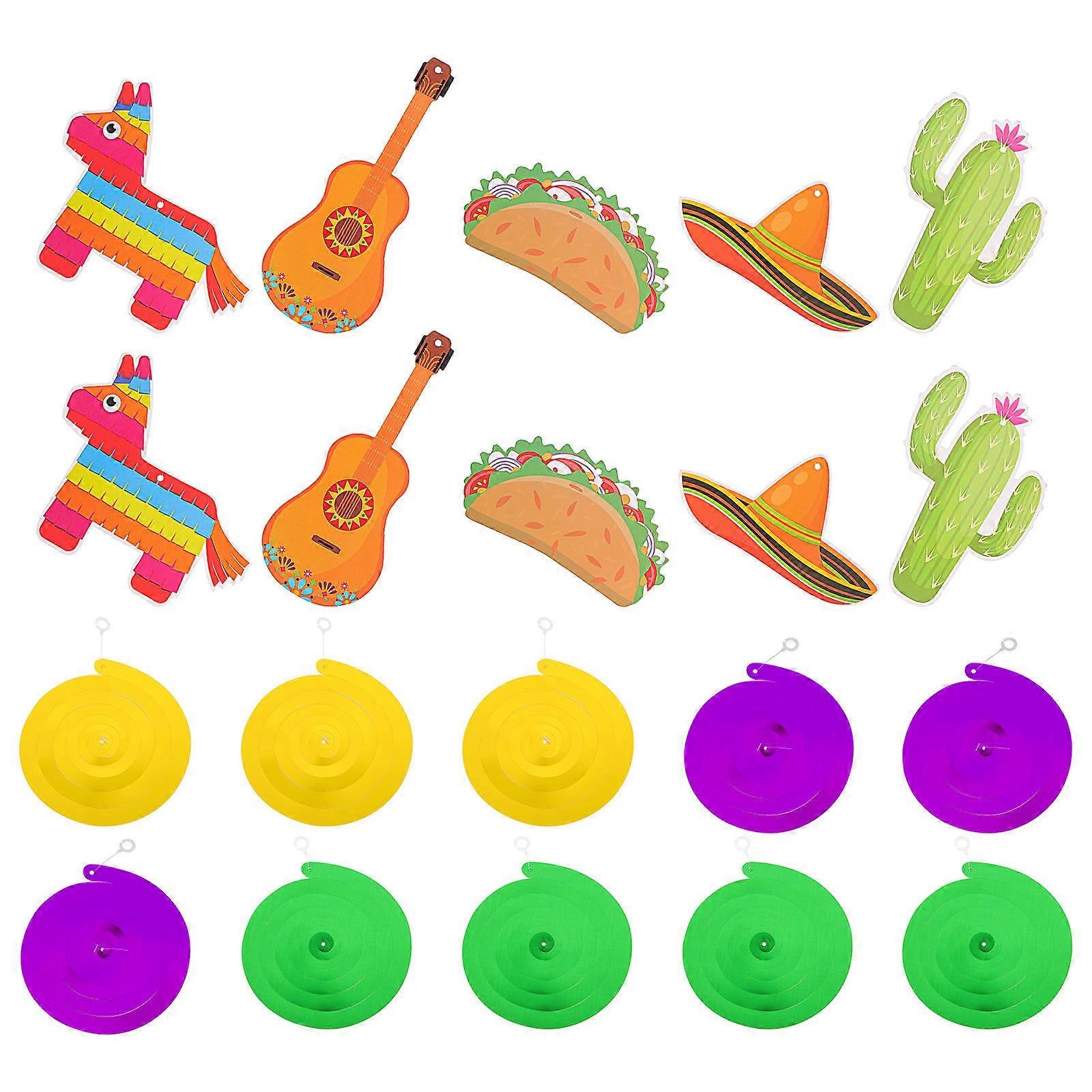 カラフルな吊り下げ装飾20個スパイラルパーティーをテーマにしたペンダントは、紙で作られたKTVディスコと教室の雰囲気を高めるのに理想的です