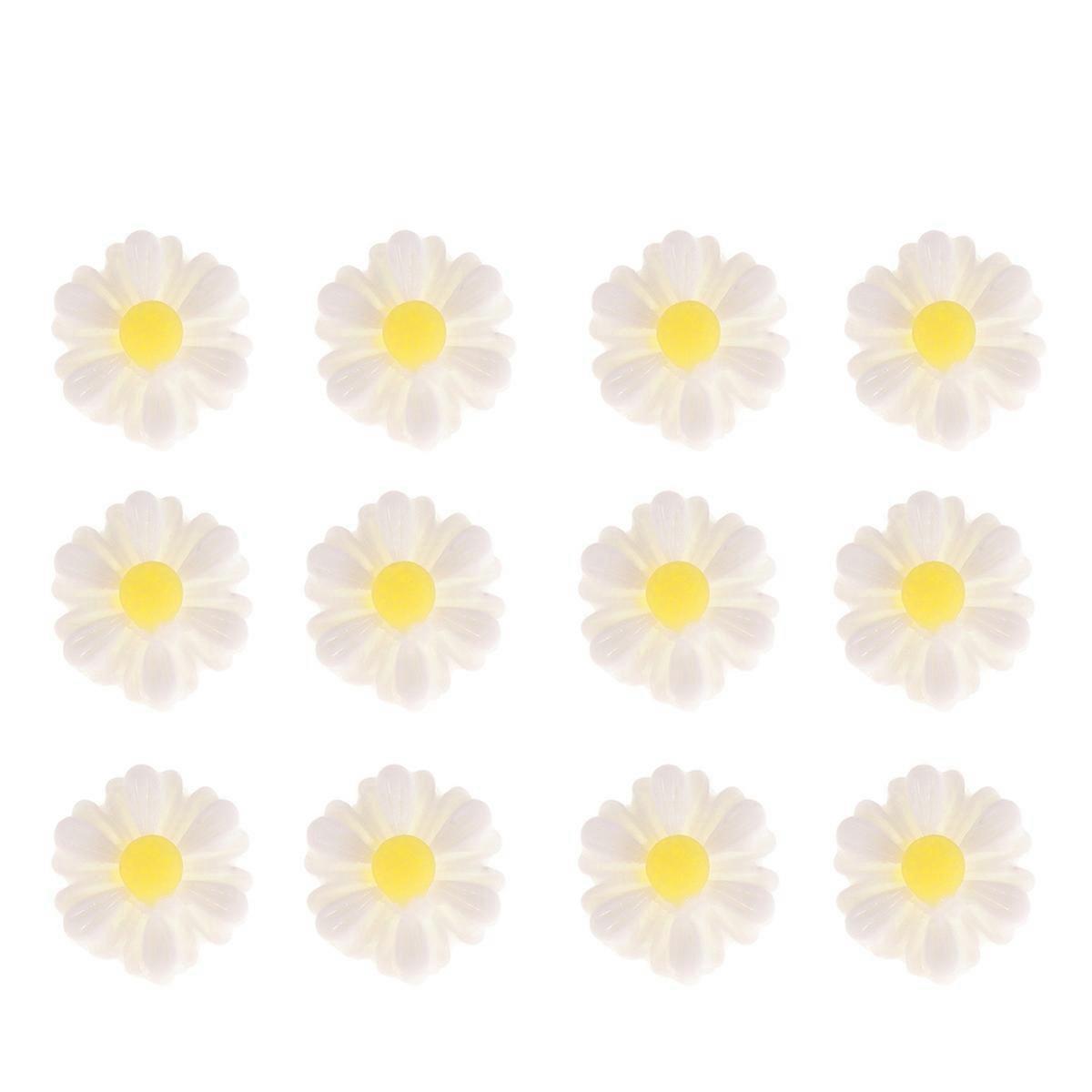 Plastic Flower Accessory 20 Pcs White Daisy Shape DIY Craft Materials For Scrapbooking Projects