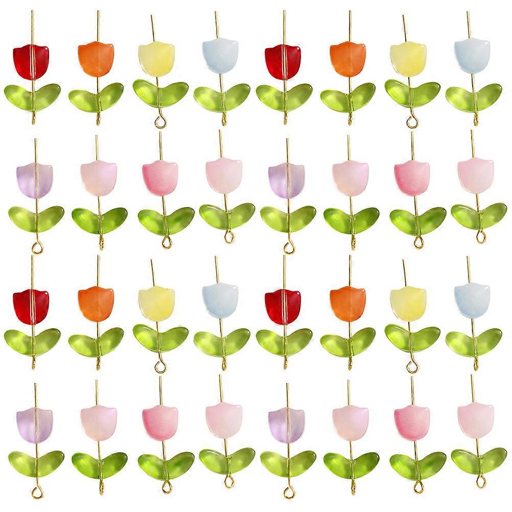 DIY Tulip Glass Beads for Necklace and Bracelet Making Assorted Color for Jewelry Craft Projects