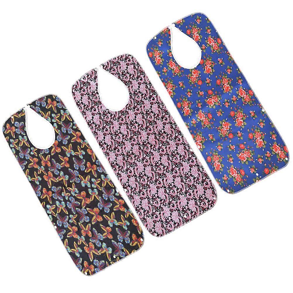 Elderly Dining Protection Bib 3Pcs Food Eating Adult Bib Stain Resistant Assorted Color Square Shape