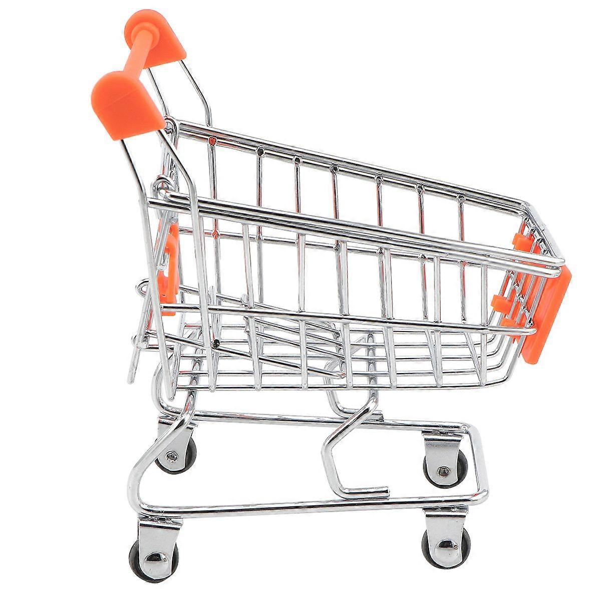 Kids Grocery Cart Trolley Mini Storage Accessories For Desk Use Featuring Stylish Electroplating 1Pack