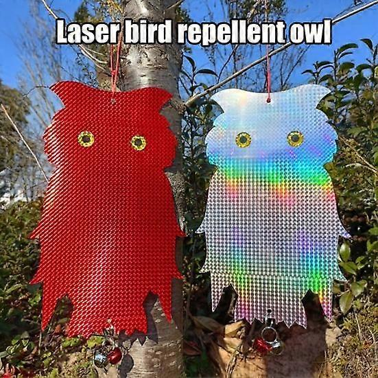 Vogelabwehr Eule Reflektor Doppelseitige Vogelschreck Reflektierende Eule mit Glocken im Freien