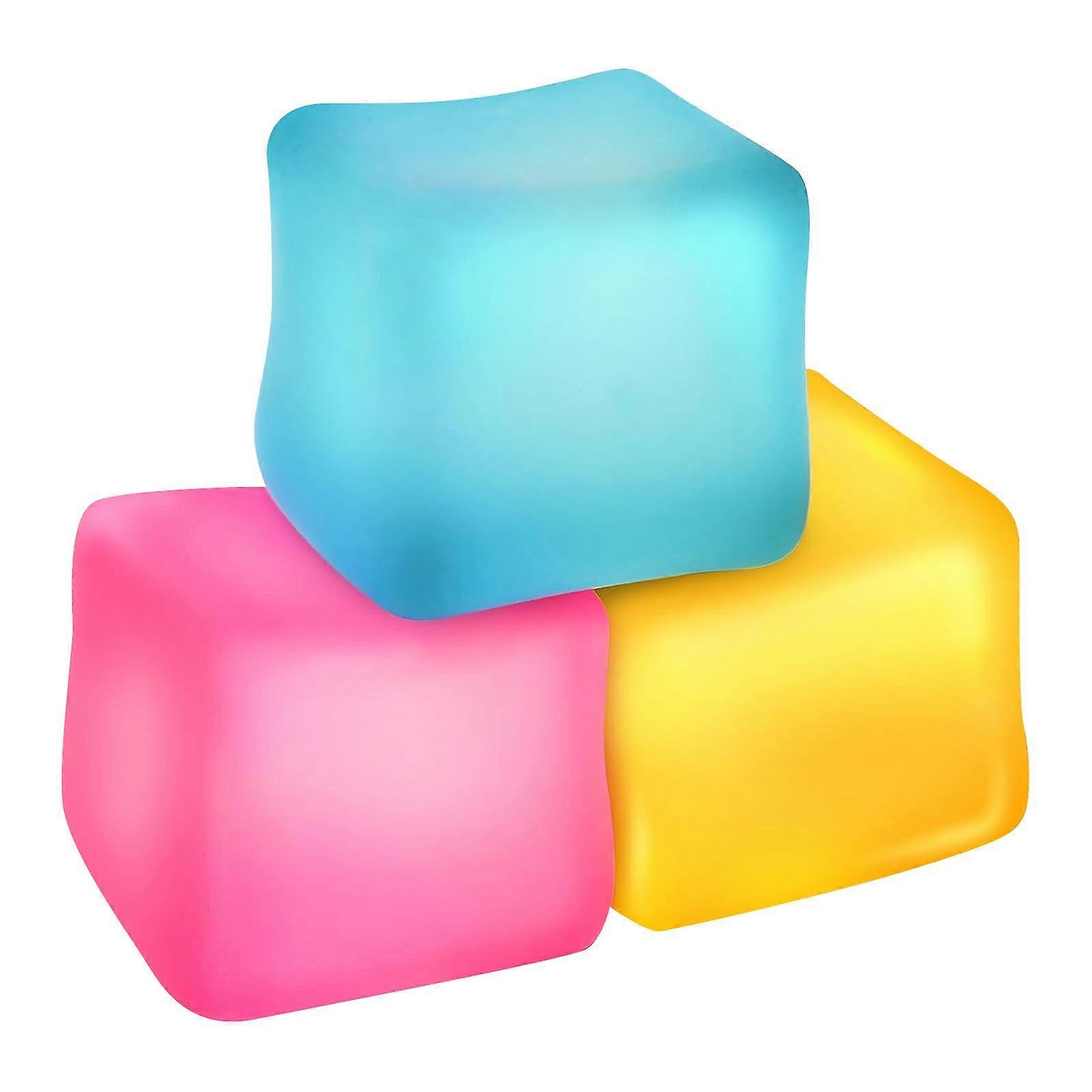 Stress Balls and Fidget Cubes Set of 3 – Soft Squeeze Toys for Anxiety Relief and Focus for Adults and Kids (5.5cm)