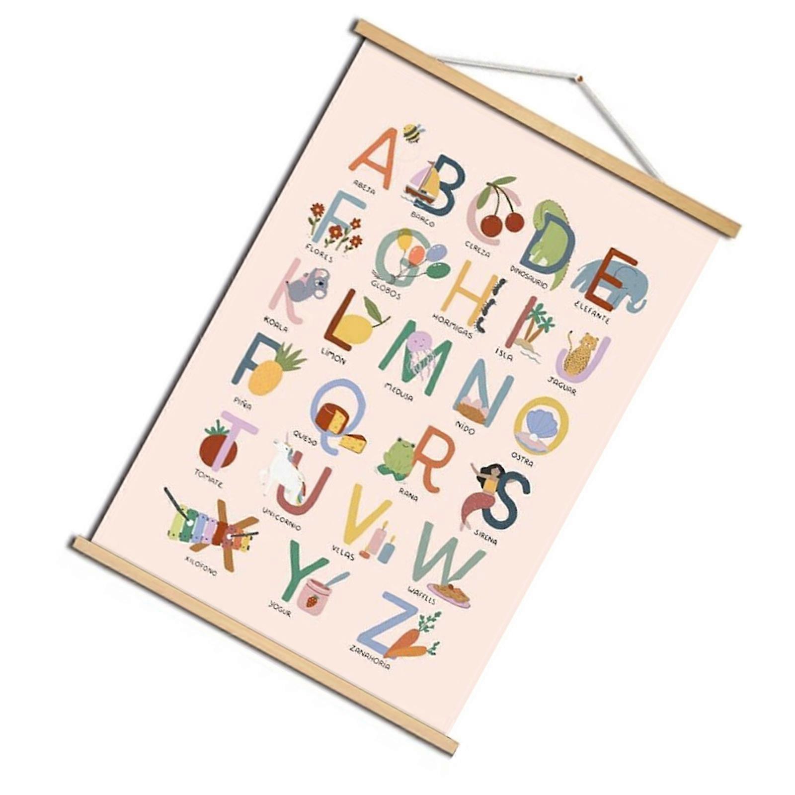 Educational Alphabets Canvas Art with Magnetic Wood Frame for Playroom Nursery and Classroom Wall Decoration  30 x 40cm