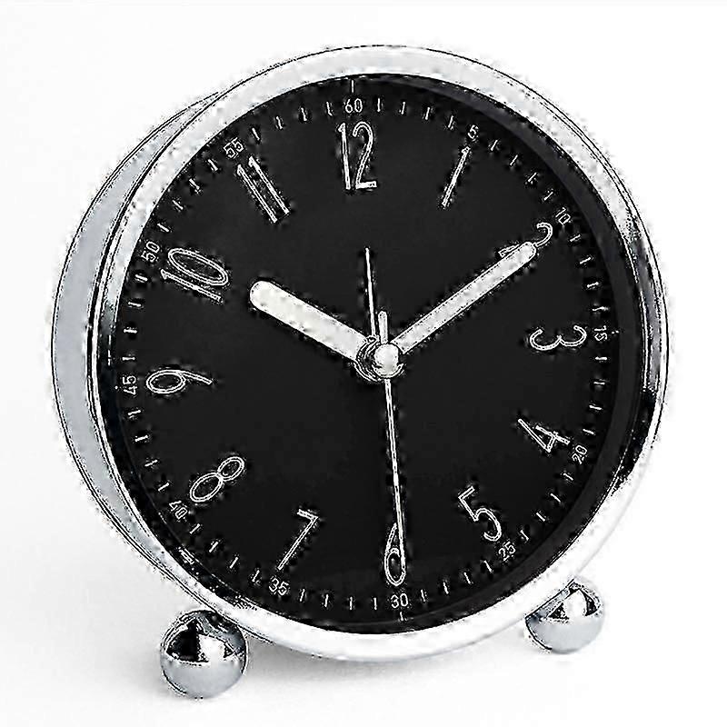 Metal Shell Clock Desk Alarm Bedside Quartz Clock Round Shape Simple Design