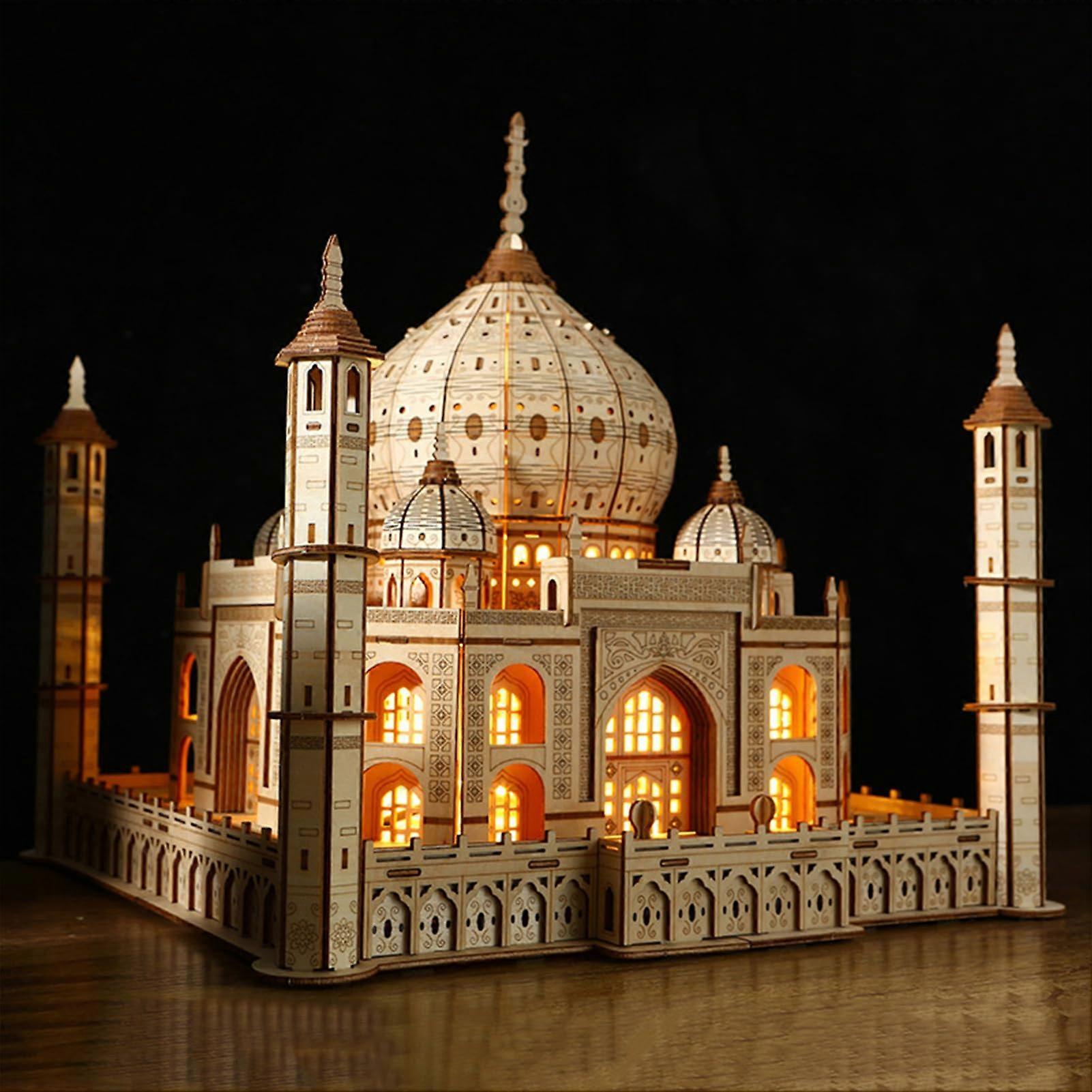 DIY Taj Mahal Wooden Model with LED Light for SelfAssembly