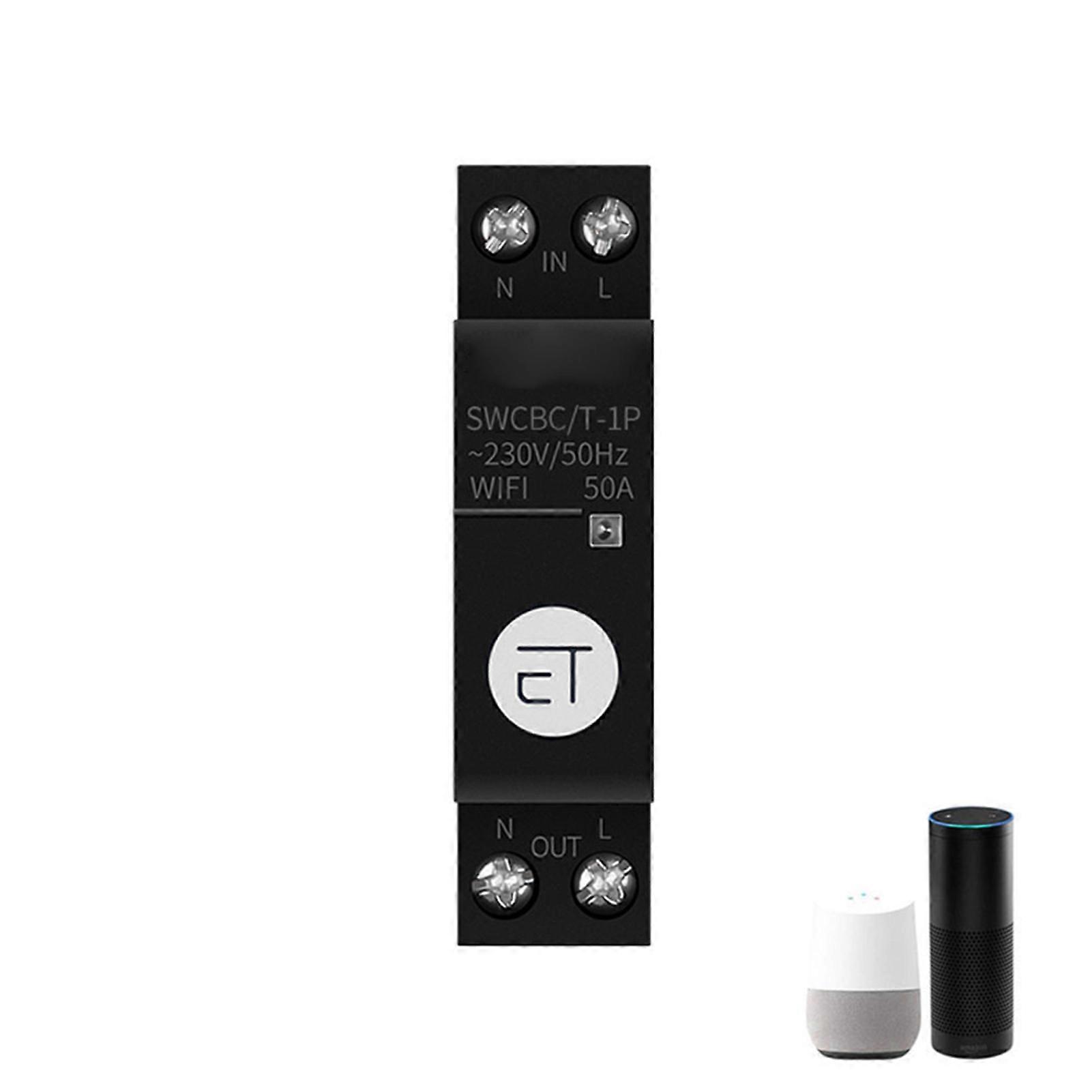 Tuya Wifi Intelligent Timing Circuit Breaker Installation Smartphone APP Control Compatible with Amazon Alexa and Assistant Tmall Genie Voice Control