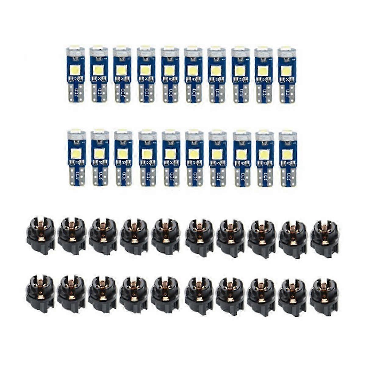 20 stk T5 LED-lys for utskifting av bilmåler - 3030-3SMD lys vri fester
