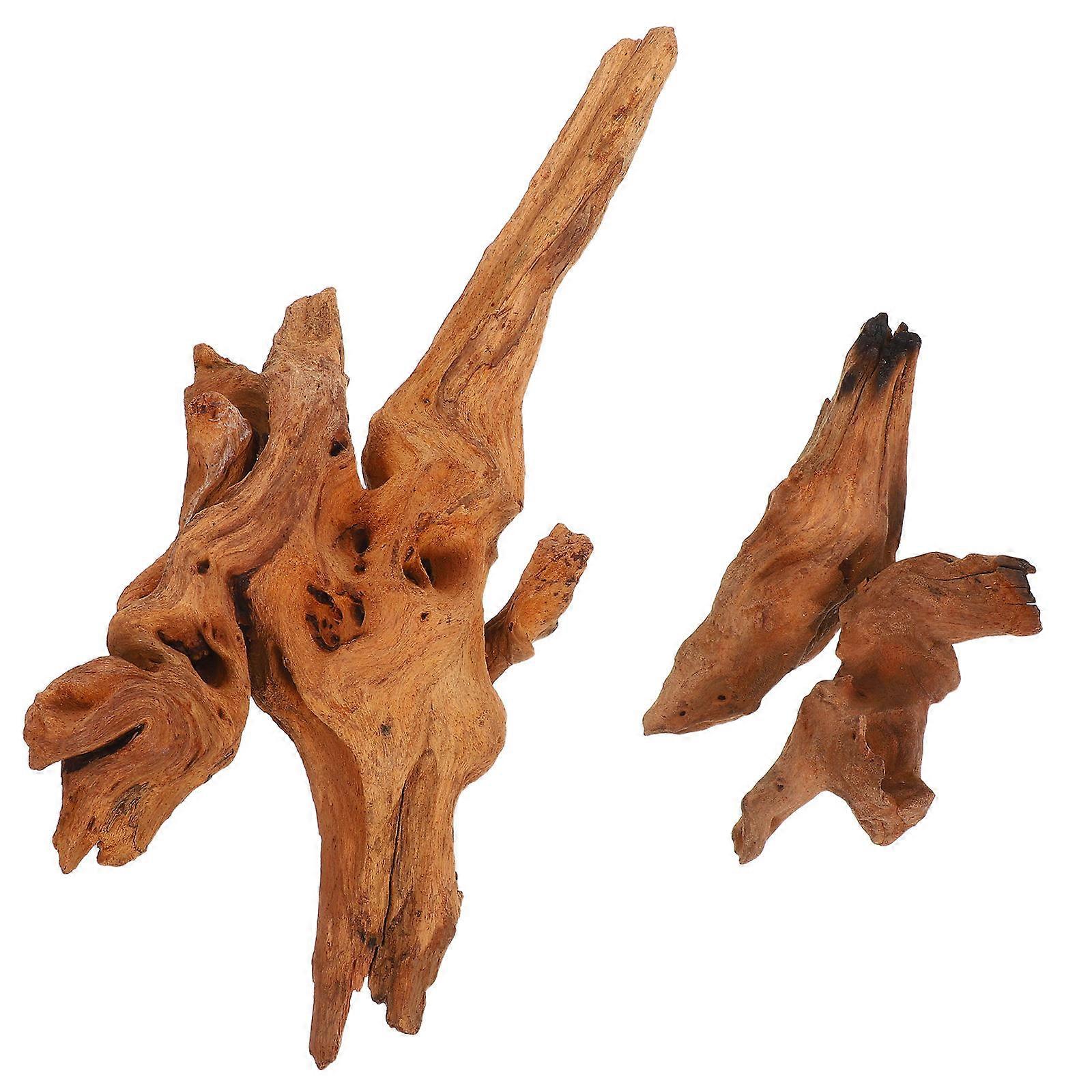 Natural Driftwood For Reptile Tank 2Pcs Irregular Shape Fish-Friendly Environment 25-30Cm Unique Design