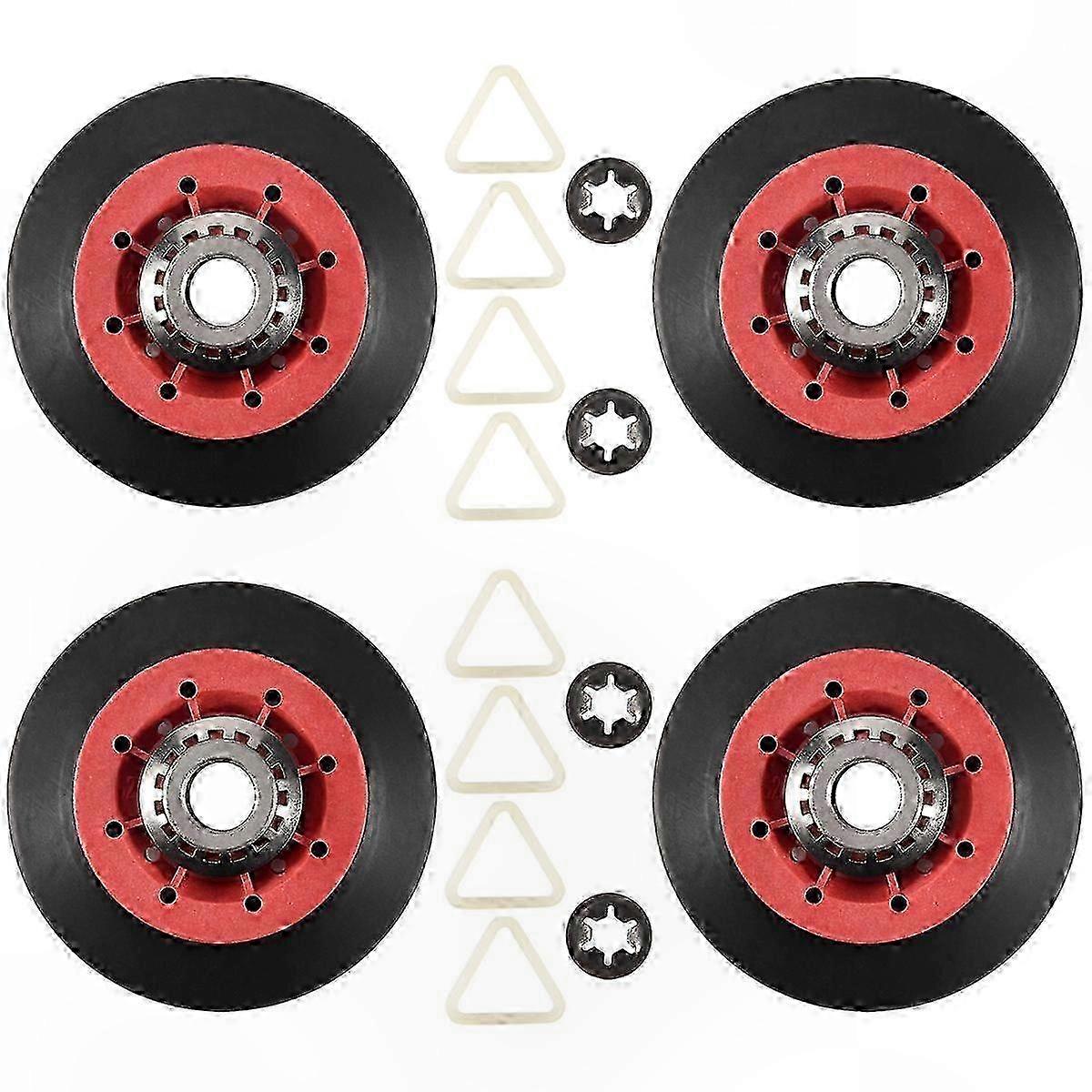 4-Pack Dryer Drum Rollers Compatible with Multiple Models - 8536974 Replacement Parts