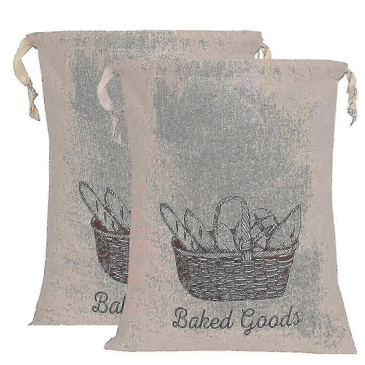 Brotbeutel für hausgemachtes Brot 2er-Pack-Leinen-Brotbeutel wiederverwendbar natürlich, Brotlaibbeutel, wiederverwendbar Pr