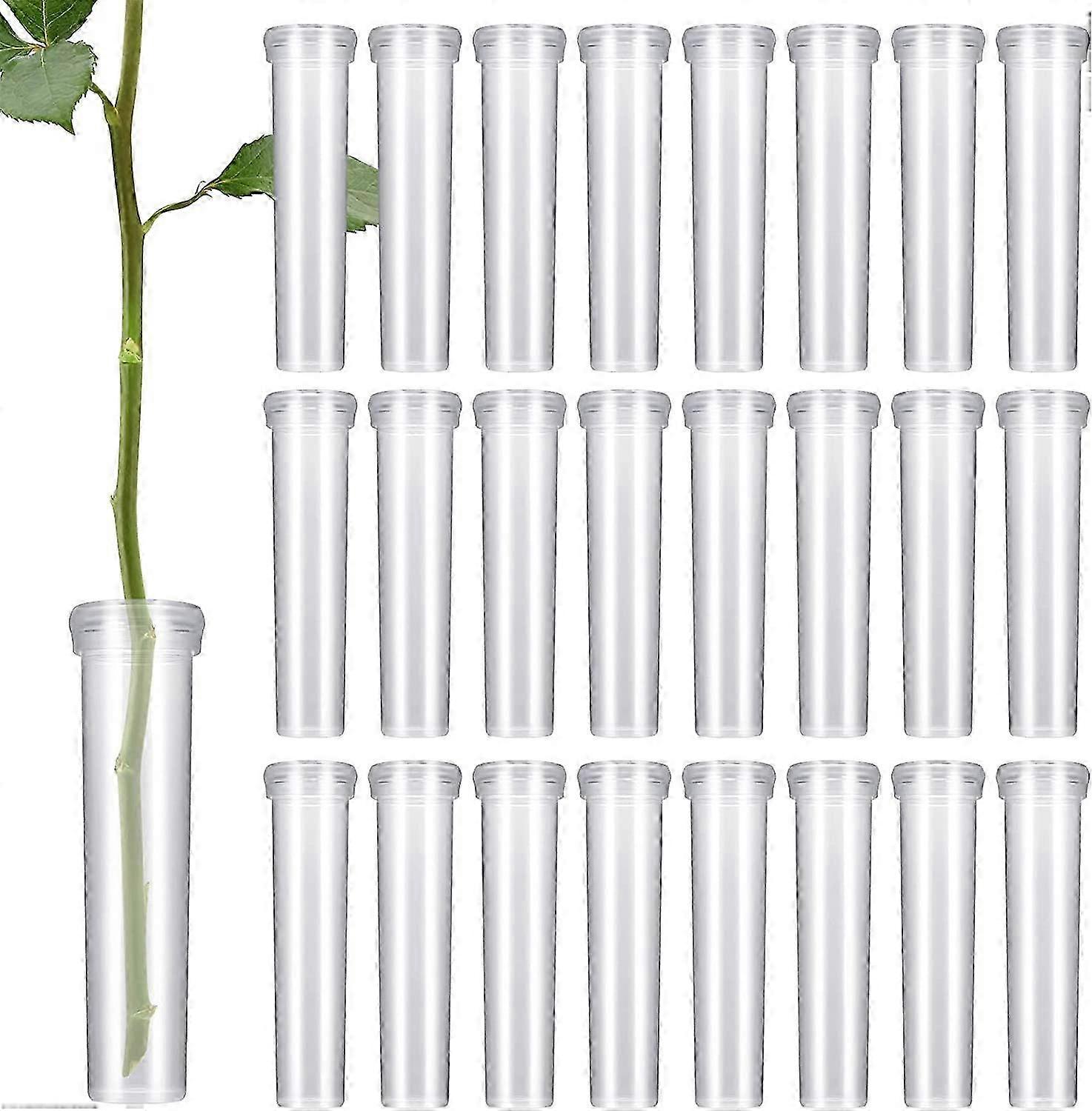 95 PCS Flower Tube, Transparent Plastic Flower Bottle with Reusable and Durable Cap for Flower Water Container