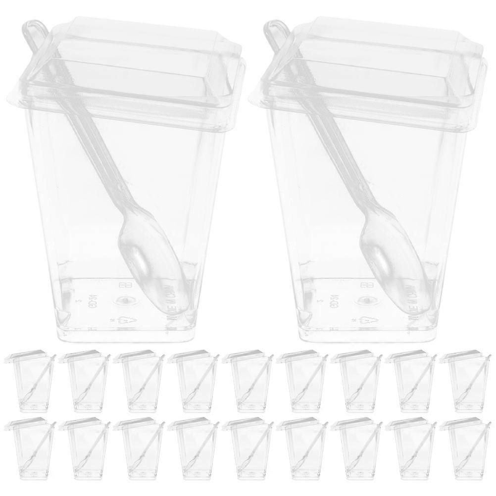 Transparent Dessert Cups for Kitchen Use Creative Slanting Design with Spoons 1 Set Sufficient Quantity