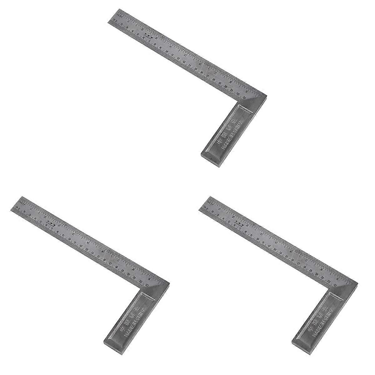 3X 90 Degree 25cm Length Stainless Steel L-Square Angle Ruler