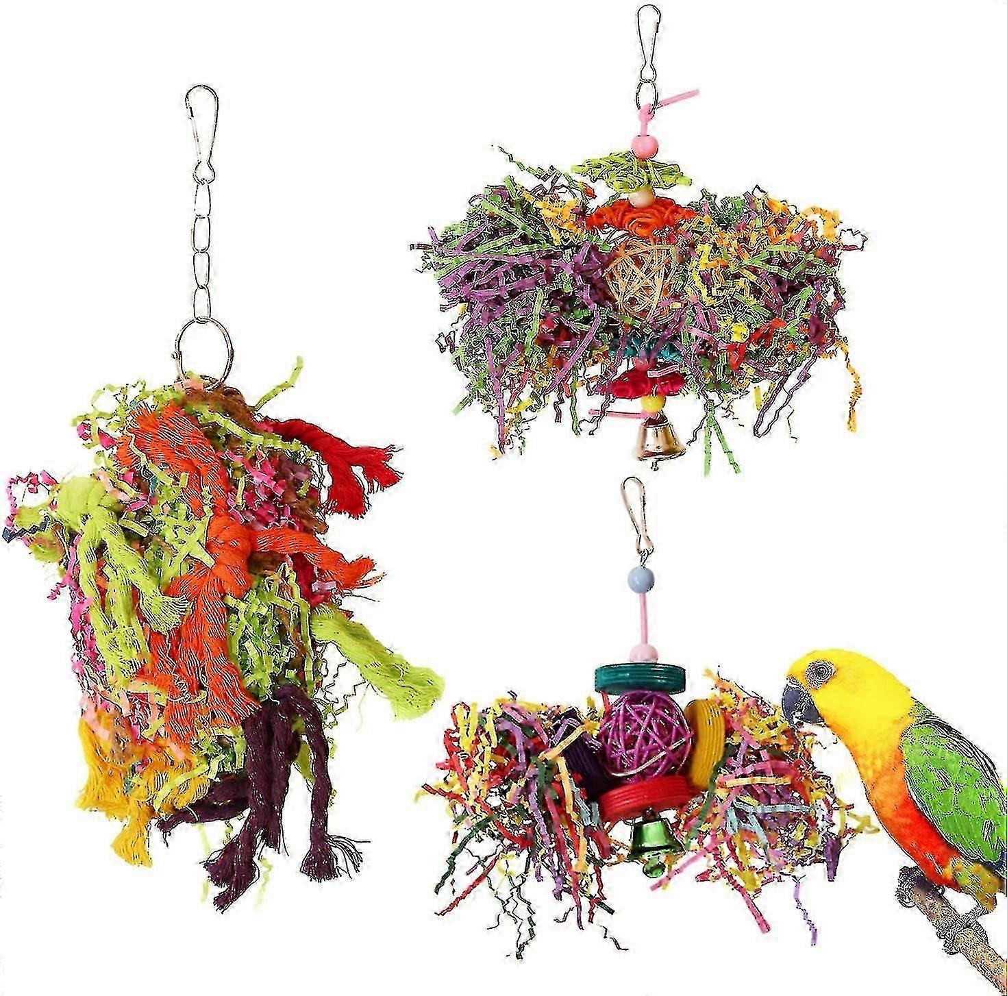 Bird Chew Toy Parrot Cage Paper Shredder Toy Foraging Hanging Toy Parrot Parrot African Gray(pack Of 3)