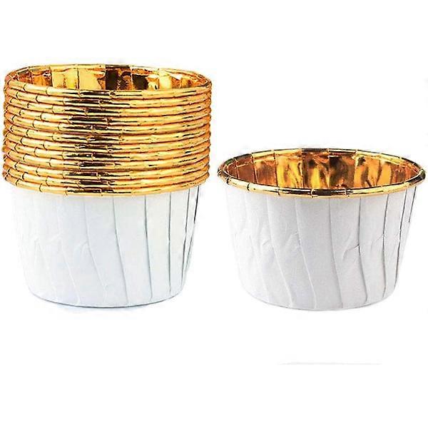50 pcs Cupcake Boxes, Cake Muffin Molds, Greaseproof Foil Paper Baking Cups, Metal Cake Cups for Home Use