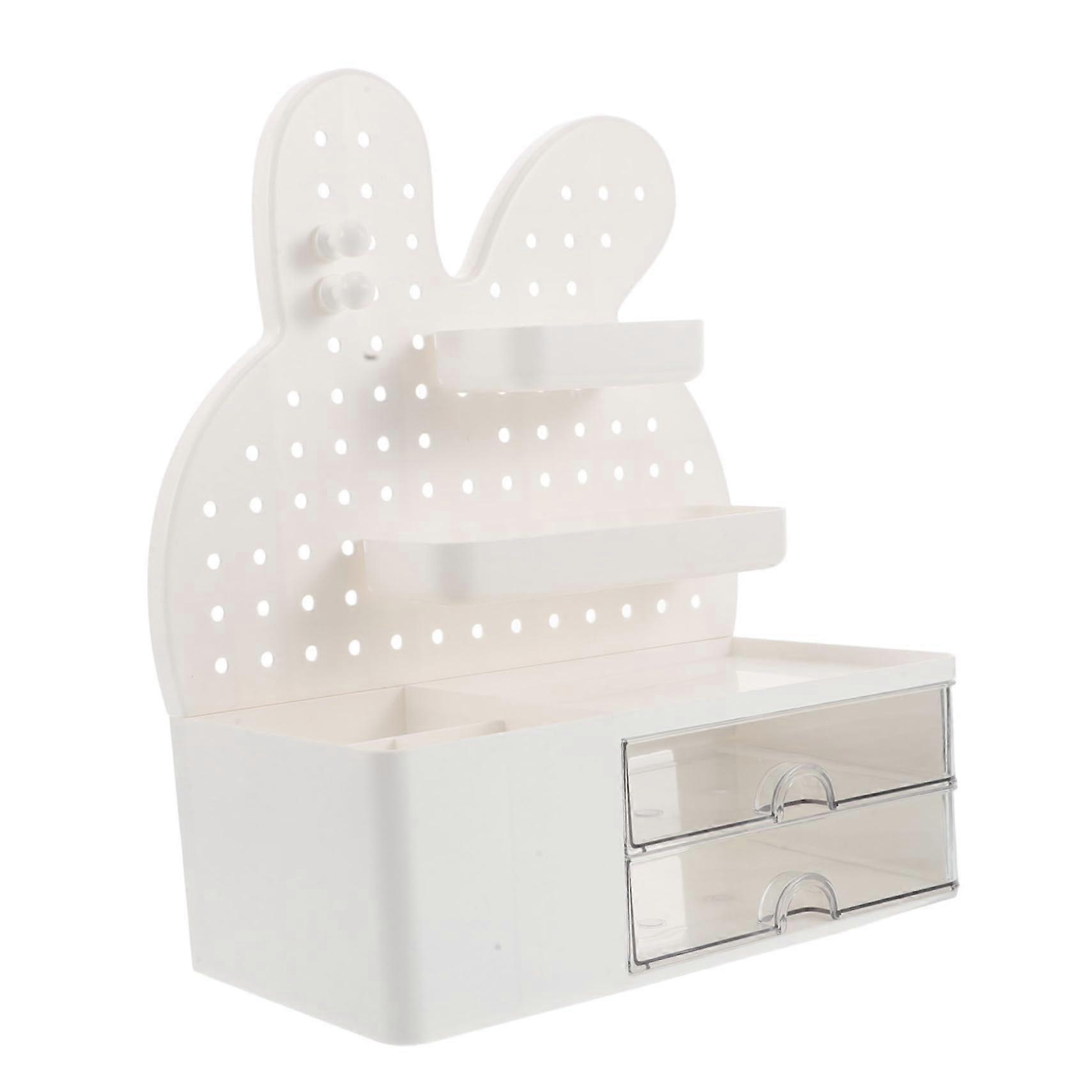 Bunny Pegboard Storage Box with Drawers Cute Desktop Organizer for Office Supplies Versatile Stationery Holder for and Rvs for Easy Access