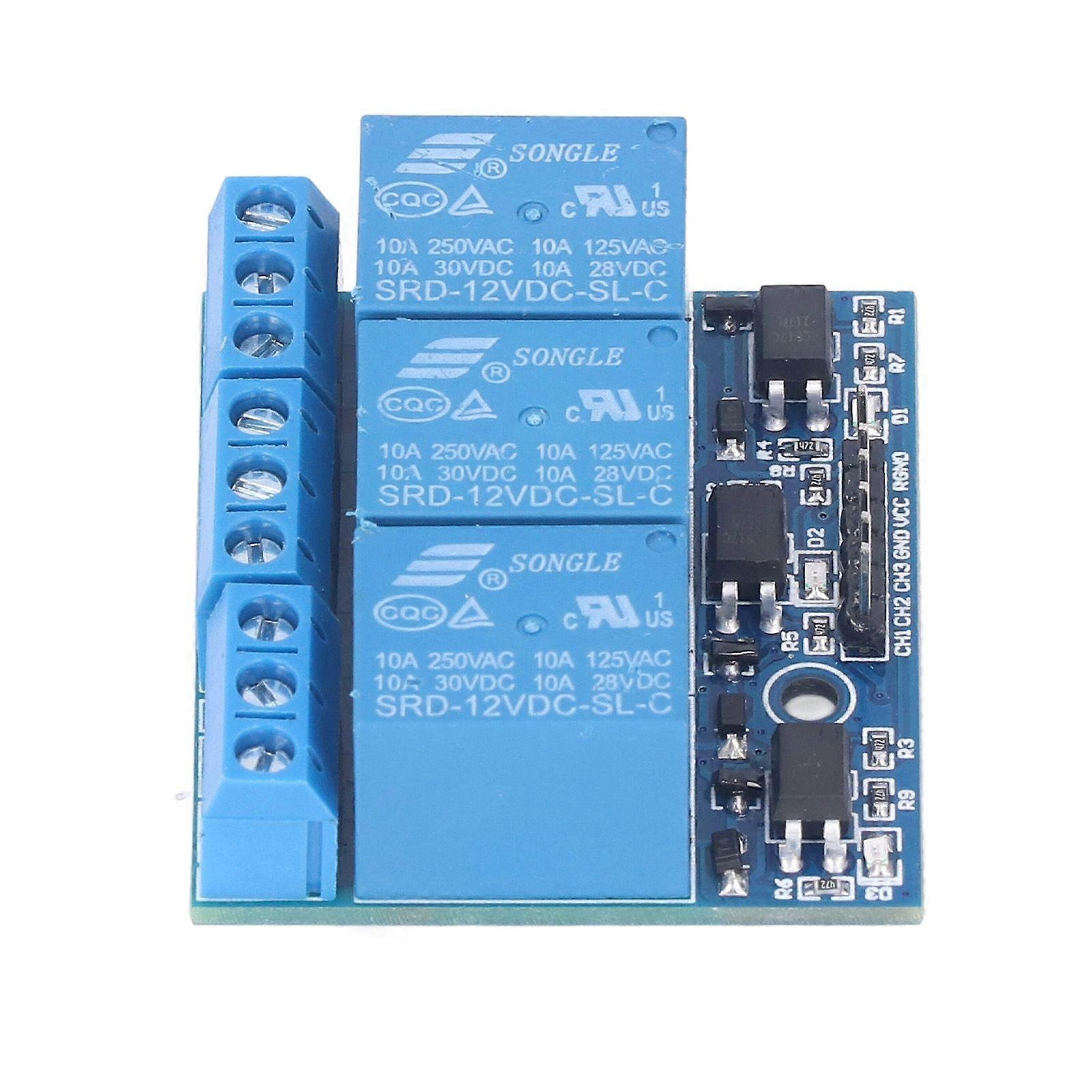3 Channel Relay Module High Voltage Relay Board with Isolated Optocoupler High Low Level Trigger12V 3.3V-12V Trigger