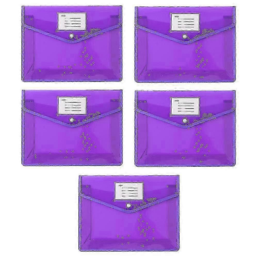5 Pcs Plastic Folder With Snap Closure Clear Document Plastic File Folders Letter Size