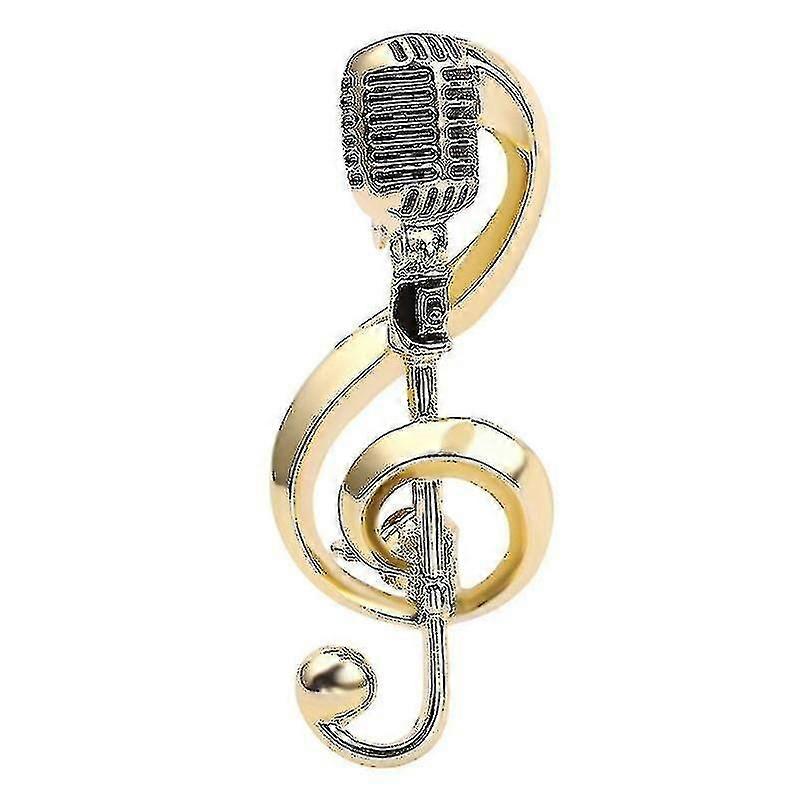 Microphone Brooches Exquisite Music Note Enamel Pin Gold Silver Lapel Pins Decor