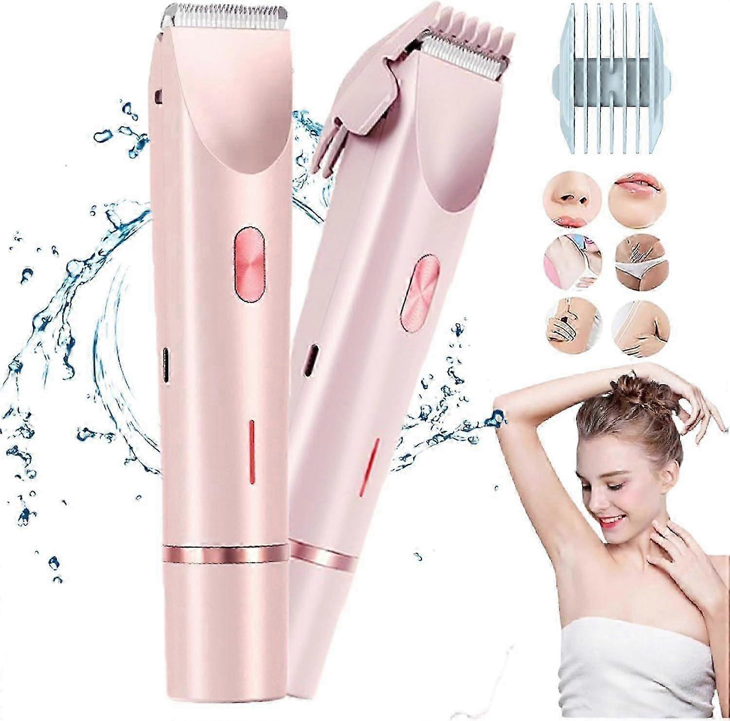 レディースシェーバー デュアルヘッド ビキニトリマー 女性用 2in1 レディースボディシェーバー USB充電 防水 痛みのない電気カミソリ シルク肌