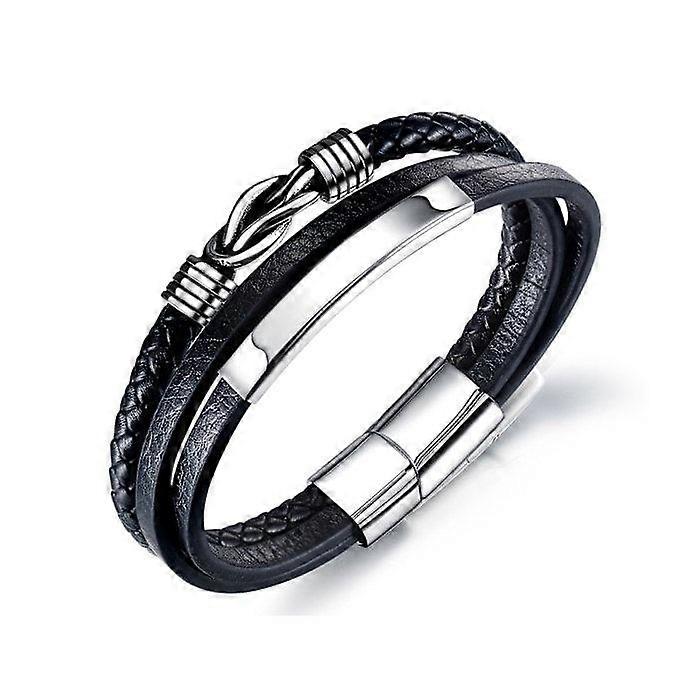 Braided Leather Bracelet For Men Black