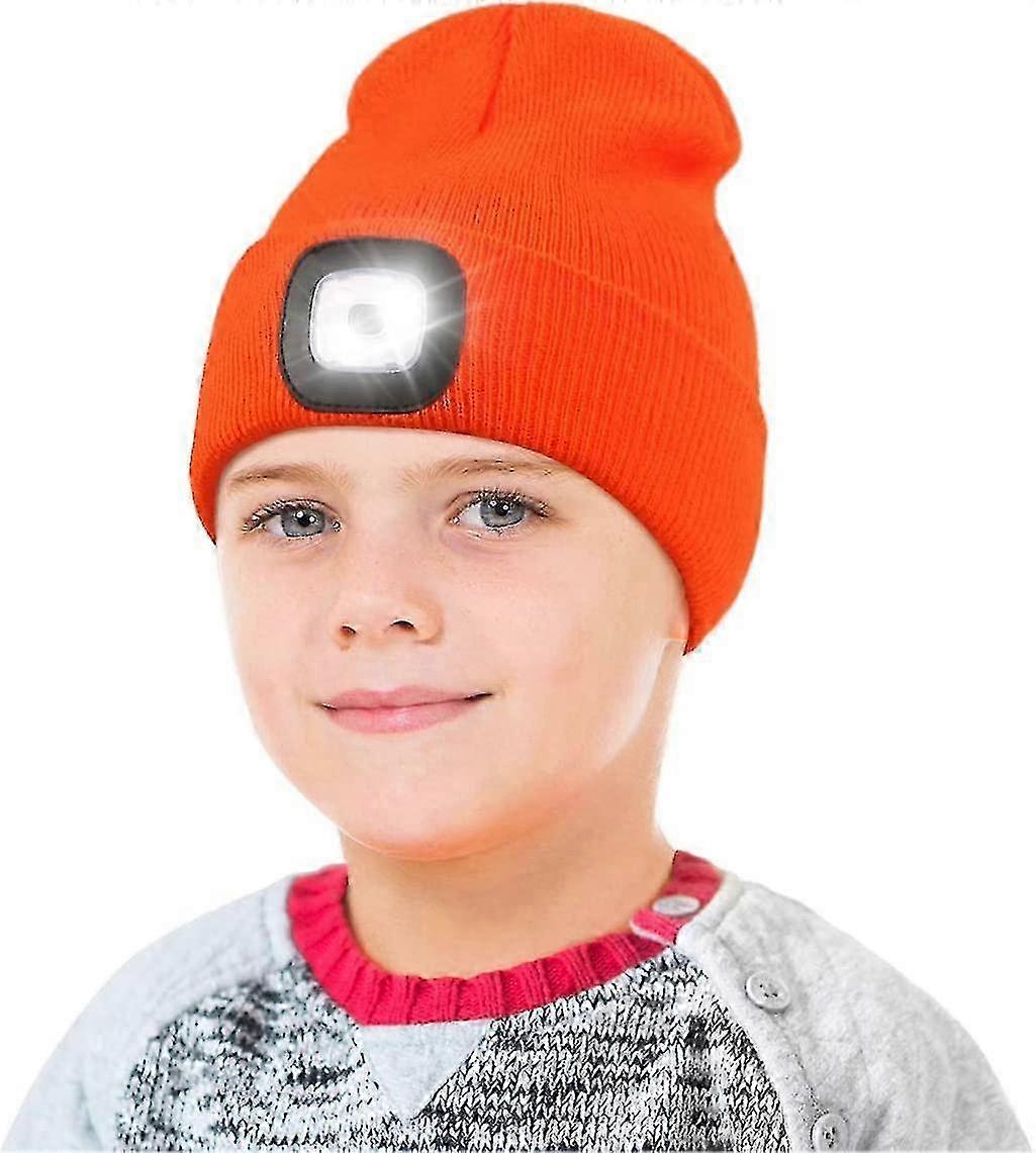 Rechargeable LED Knitted Hat with 4 LED Lights - Warm Unisex Winter Torch Hat