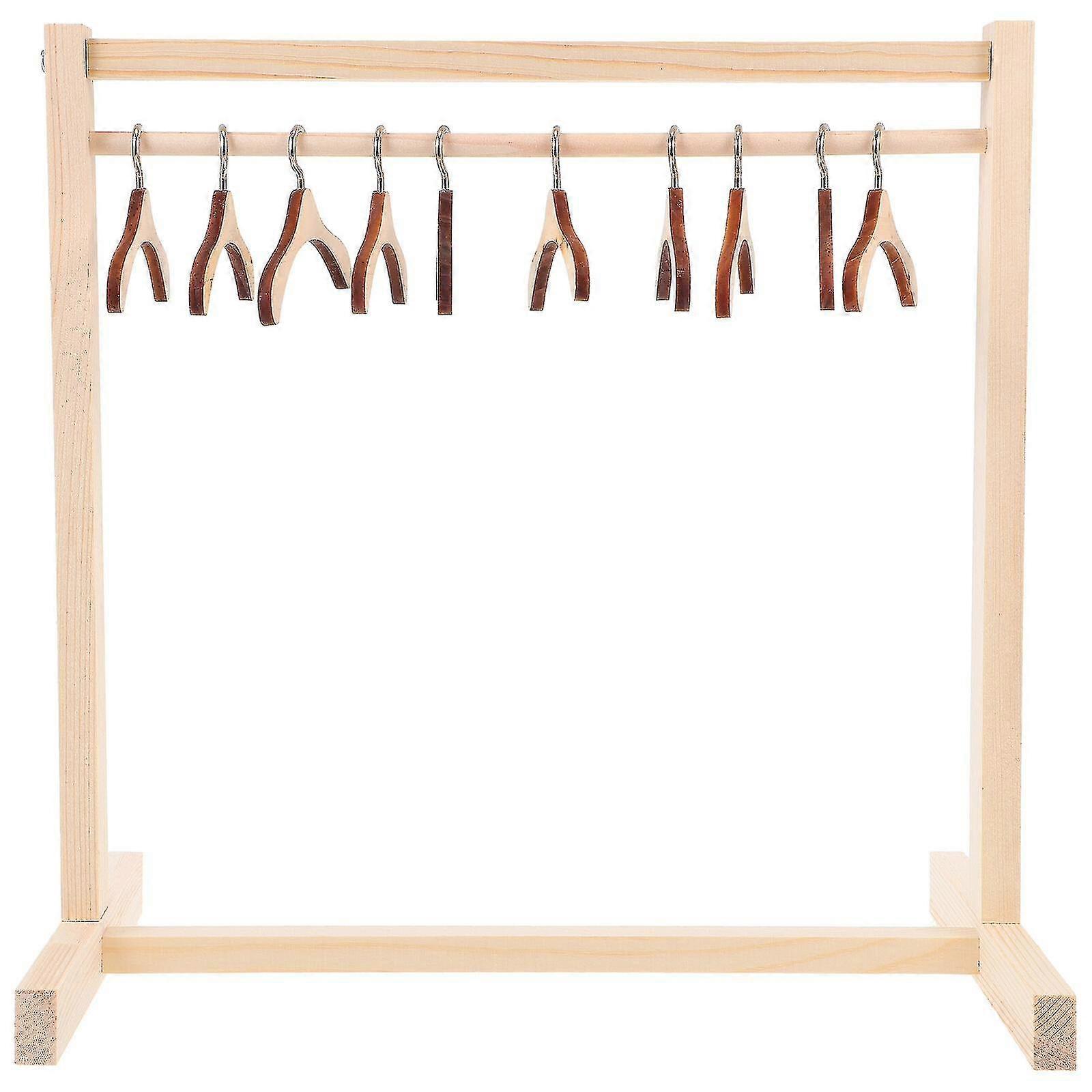 Cabide de roupas de boneca de madeira para casa de bonecas 1 conjunto com roupas-dwdz