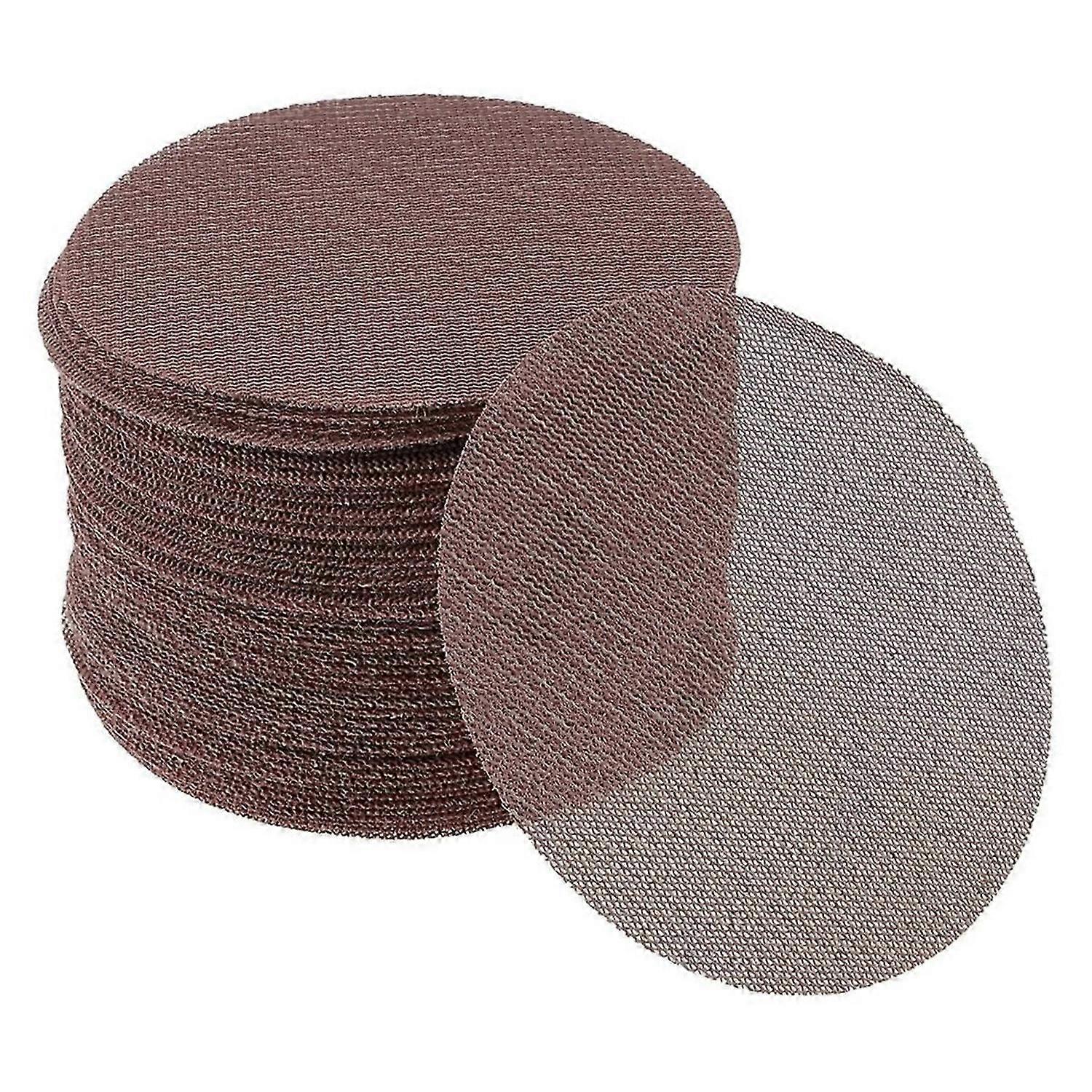 50 Pcs 5 Inch Abranet Sanding Mesh Anti-Clog Hook Loop Dust Free Net Sandpaper 400 Grit Brown Aluminum Oxide