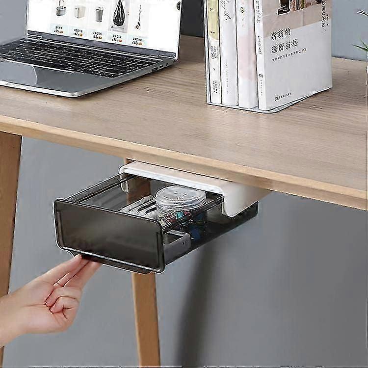 LINJOU Attachable Under Desk Storage, Hidden Self-Adhesive Desk Drawer Slide-out (Black)