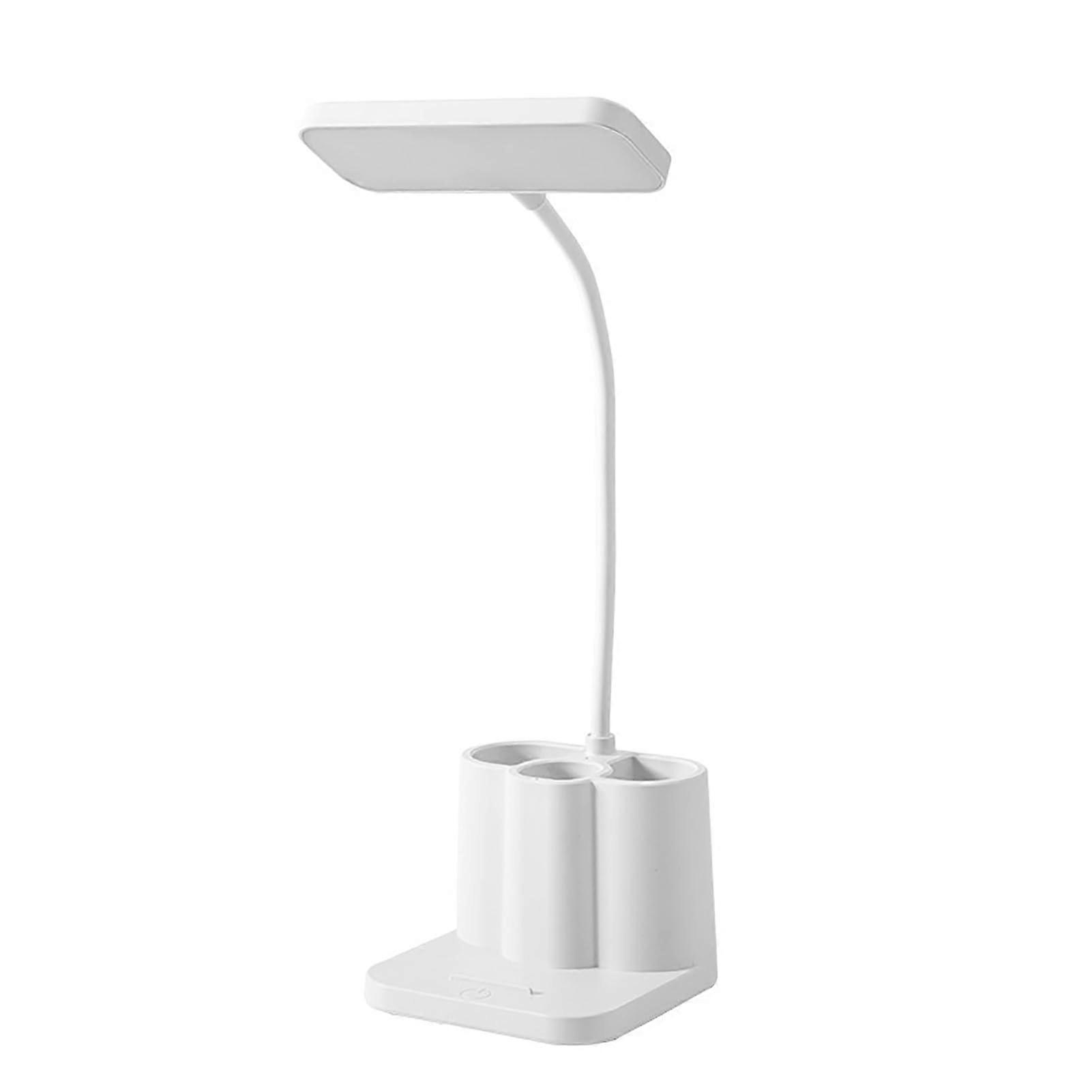 Desk Lamp Dimmable LED Reading Lamp With Pen Holder Eye Protection Color Adjustable USB Powered Plug In ABS