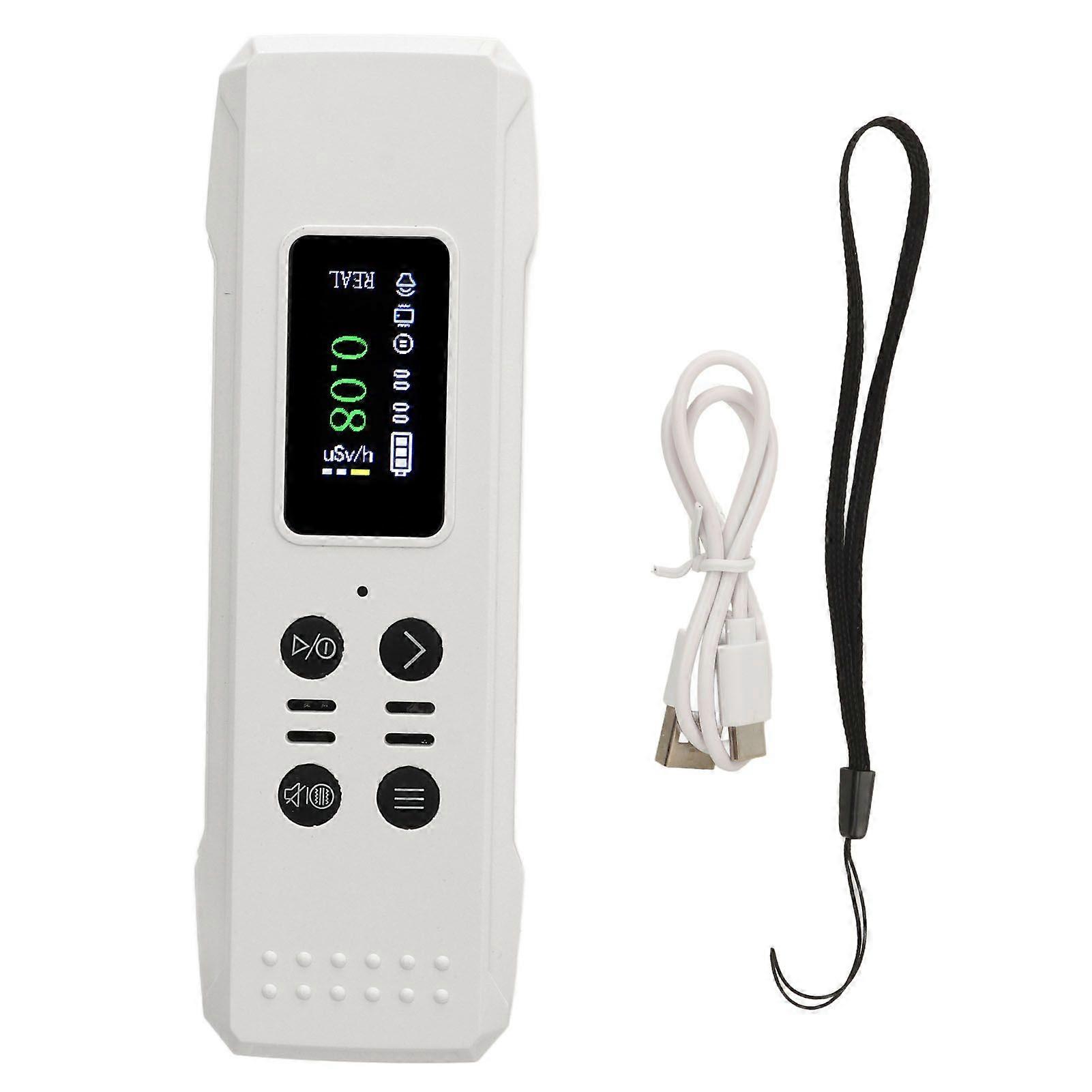 Nuclear Radiation Detector High Sensitivity Sound Light Alarm HD LCD Display Geiger Counter for X Ray White