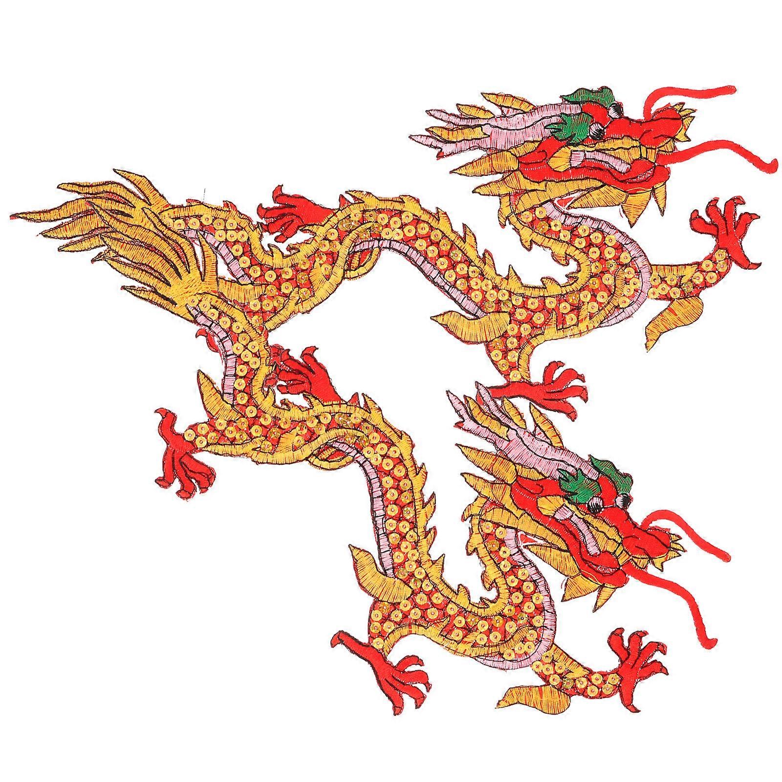 Iron on Patch Dragon Embroidery Patches for Clothes 1Pair Red Color