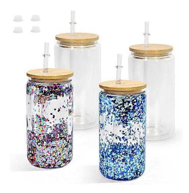 ​4PC Reusable Double-Wall Clear Can Blanks For Snow Globe DIY Projects With Sublimation And Glitter 