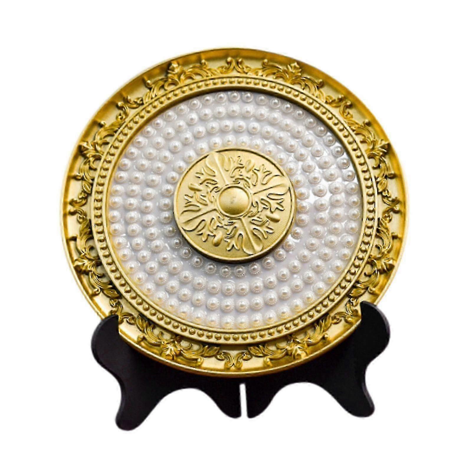 Pearl Plate Ornament Unique Modern Tabletop Ornament for Cabinet Study Shelf