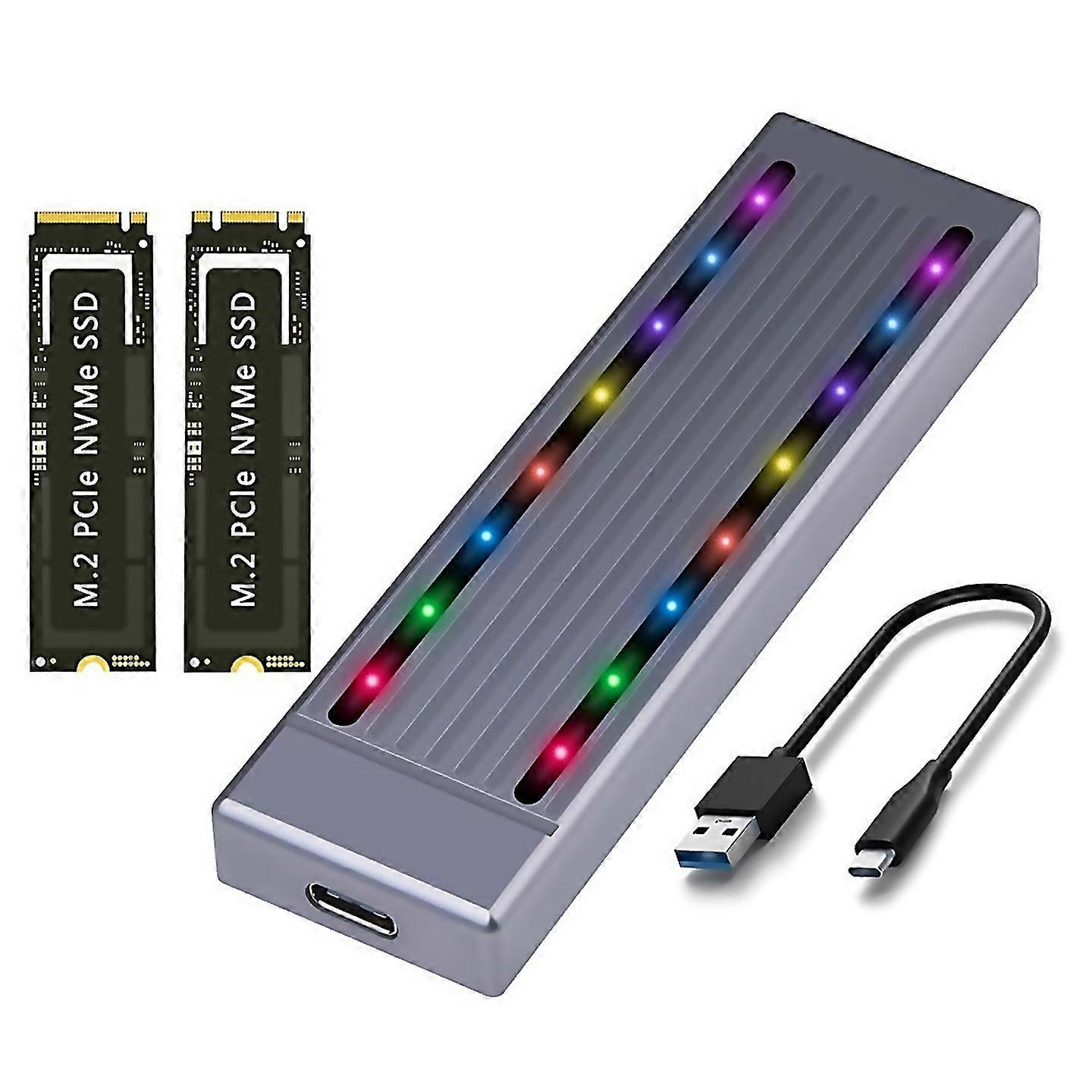 For Nvme Hard Drive Enclosure Ssd Cool Rgb Light Hard Drive Enclosure