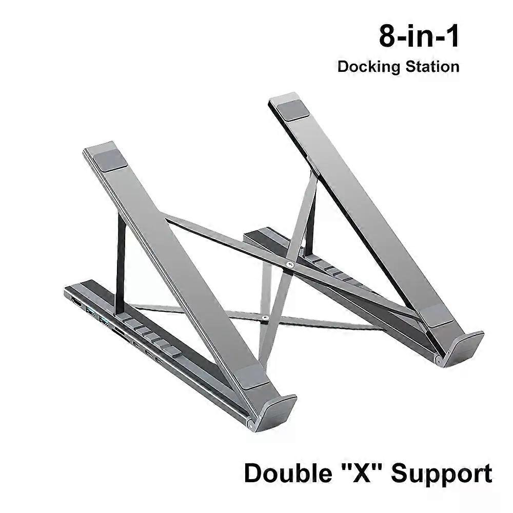 Tablet Bracket Docking Station 8-in-1 USB C Docking Station Aluminium Alloy Laptop Holder TYPE-C to HDMI Adapter USB Splitter