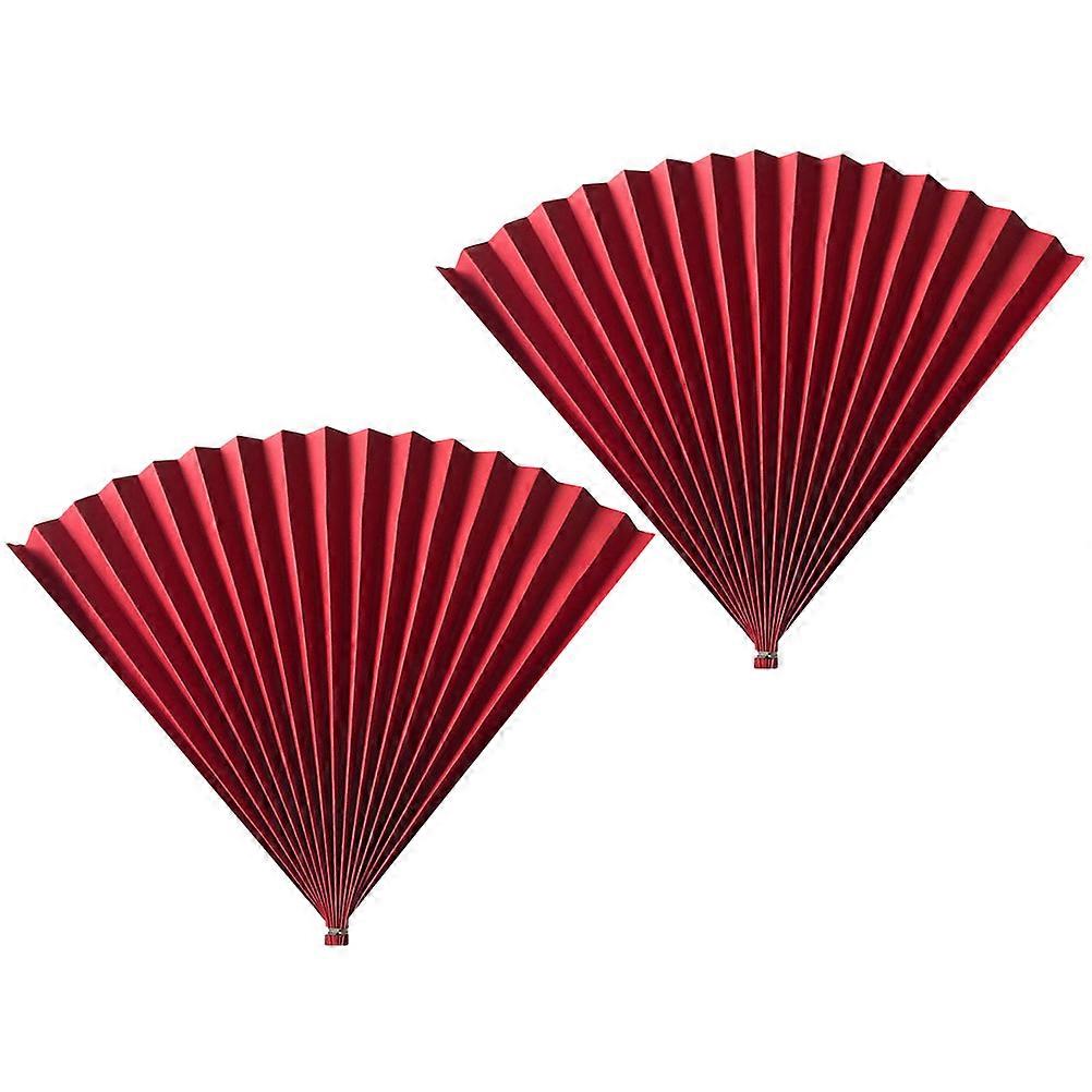 Photo Paper Fan Folding Fan for Decor 2Pcs Red Antique Style