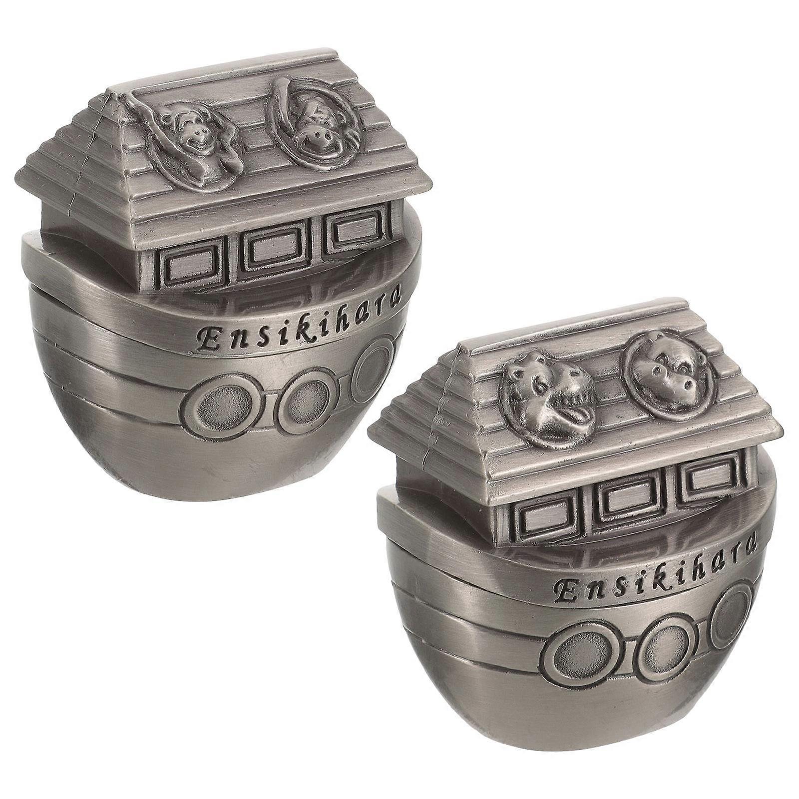 Metal Baby Curl Keepsake Box for Displaying 6Pcs Dark Brown Alloy